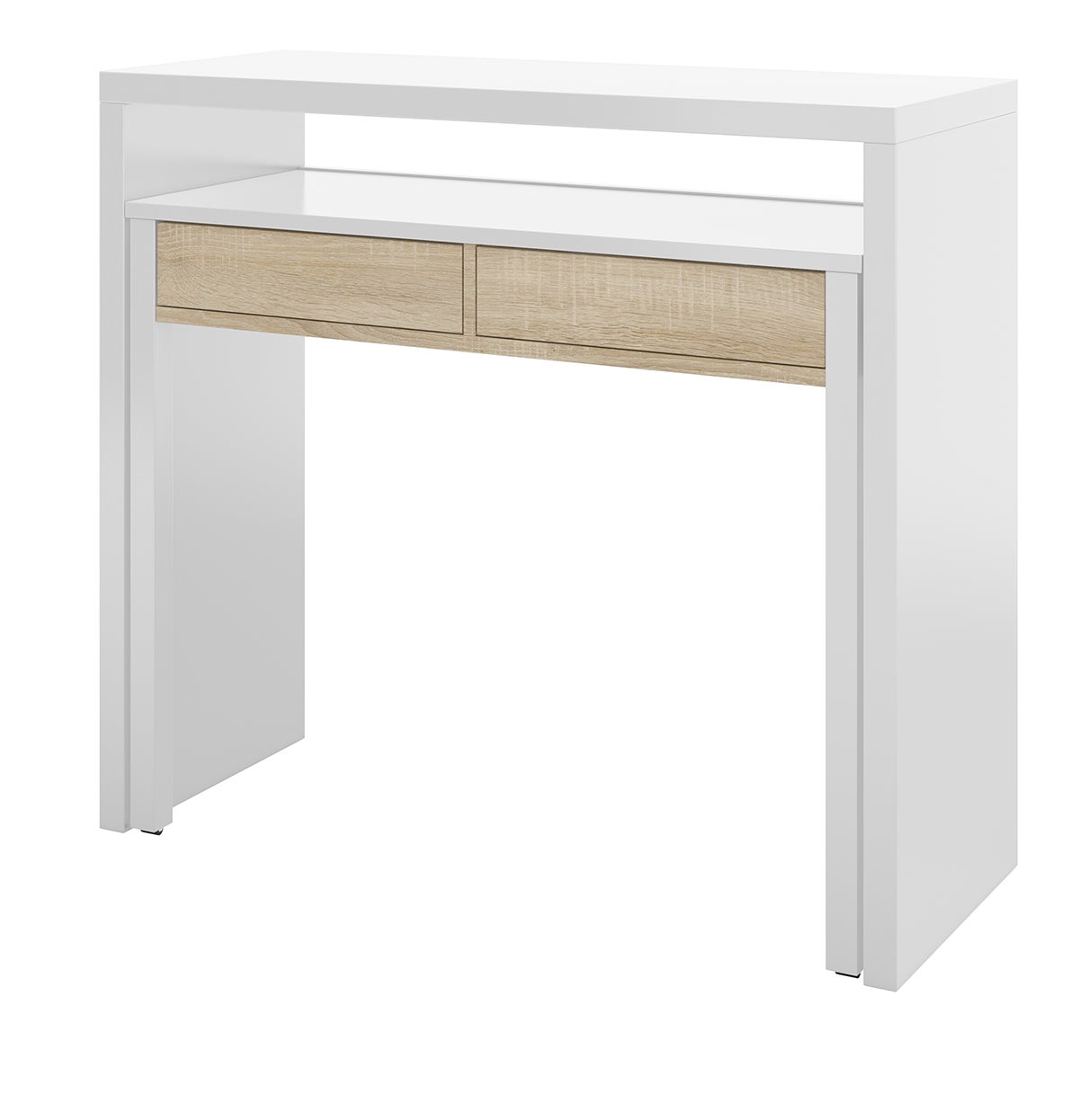 Console extensible coloris blanc et chêne - Dim : 88 x 99 x 36 cm - 3