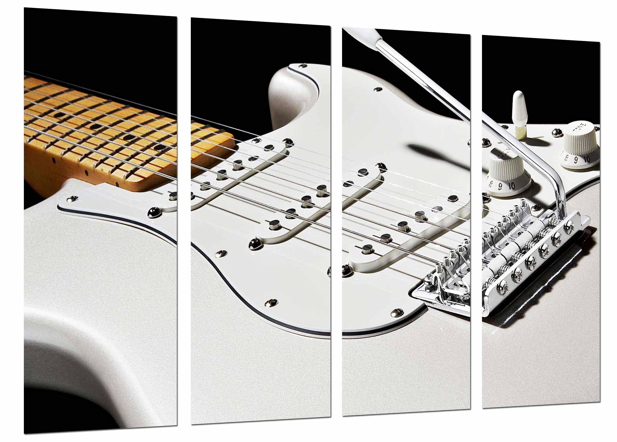Cuerdas de guitarra blanca, decoracion musical, fender stratocaster, impresión fotográfica sobre madera, cuadro moderno decorativo