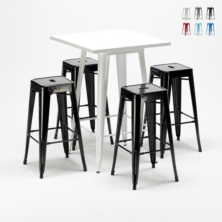 Table Haute Design Industriel – Grand Comptoir – Métal Et Bois – 180x70x100 Cm