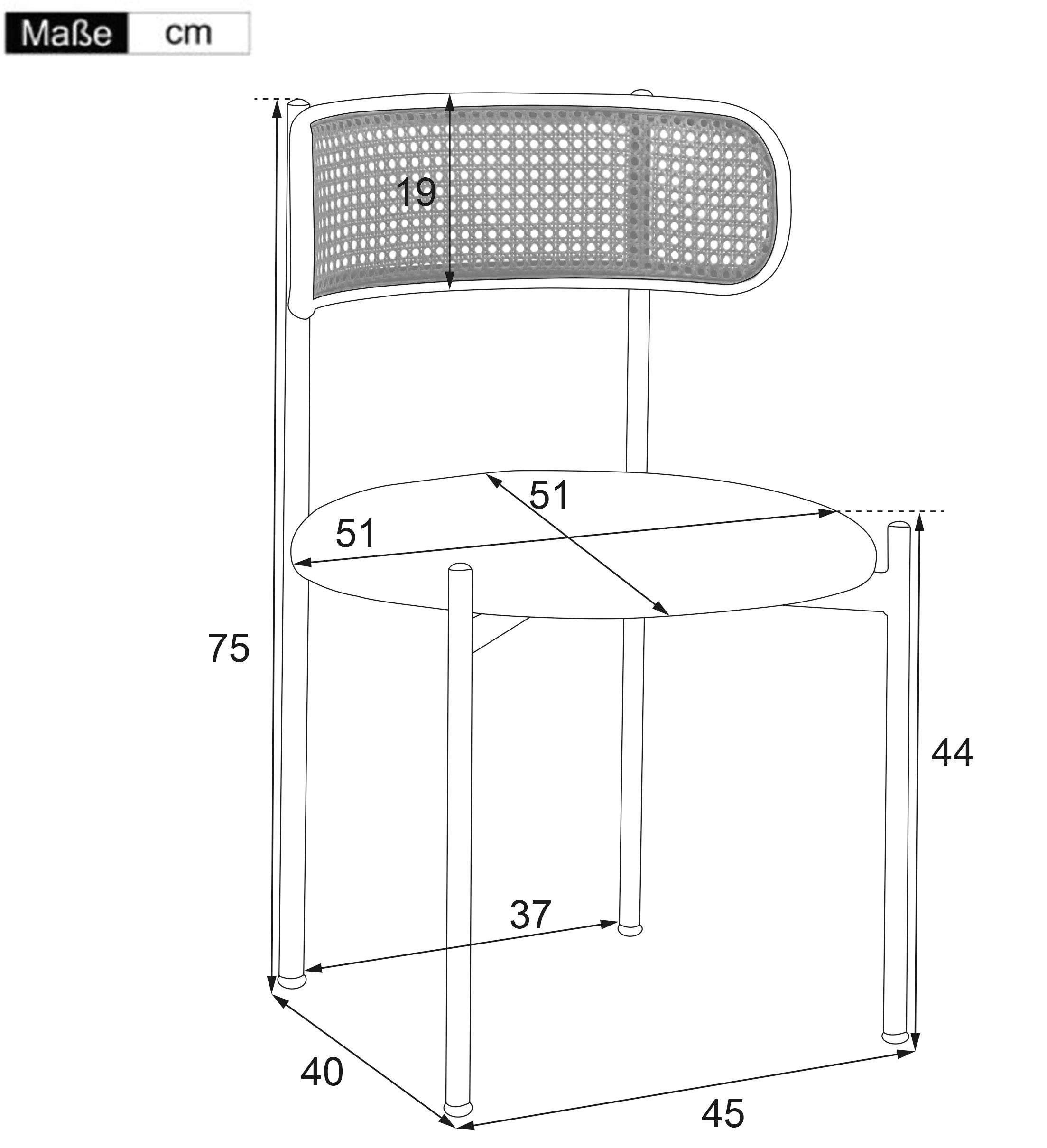 Chaise de salle à manger lot de 4 moderne design épuré structure métal rotin noir salon chambre - 3