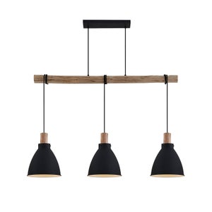 Plafonnier Bois Hofstein, 3 Branches, Suspension Design Moderne