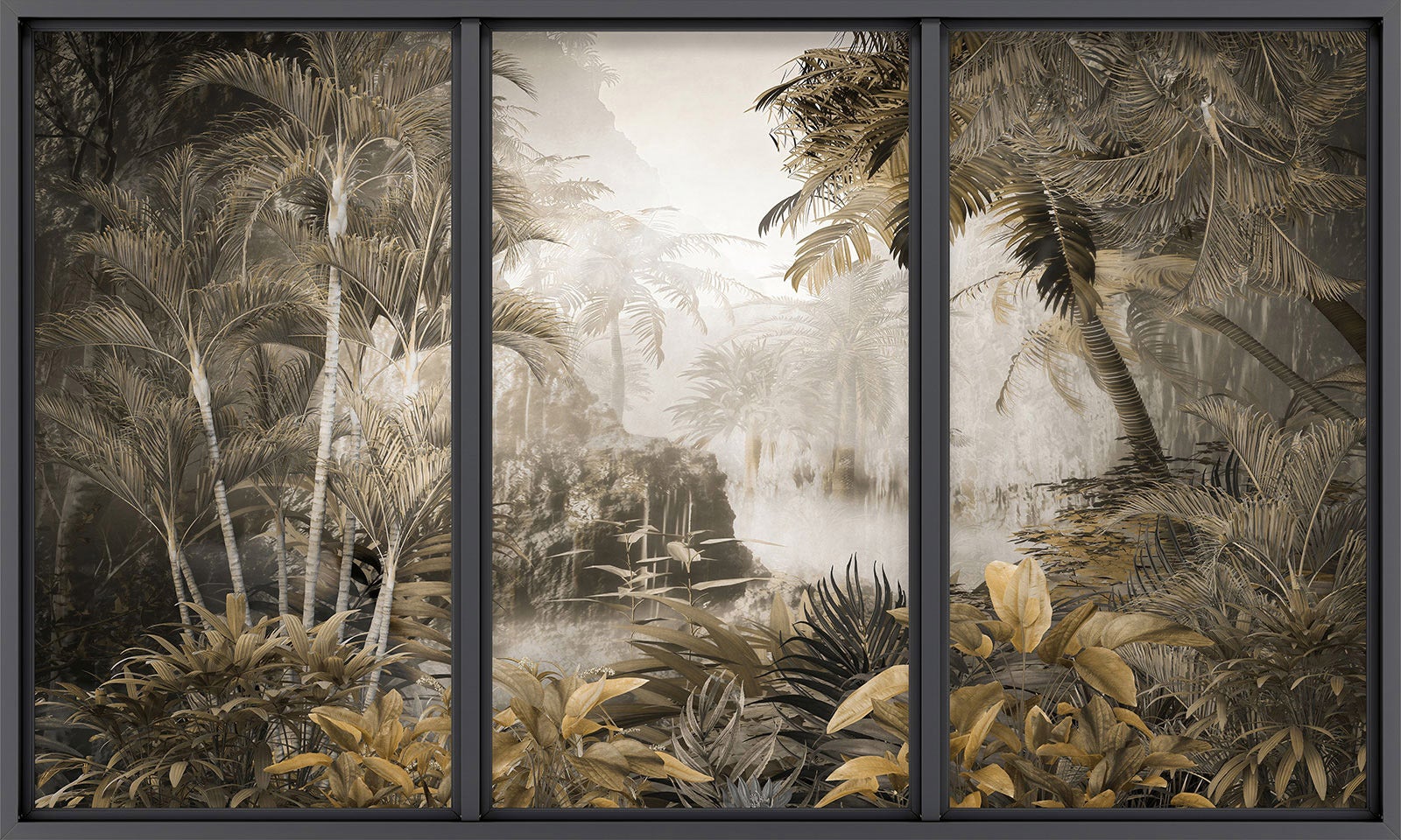 Papier peint panoramique Trompe l'oeil baie vitrée - Jungle - Largeur 325 cm x Hauteur 195 cm - 2