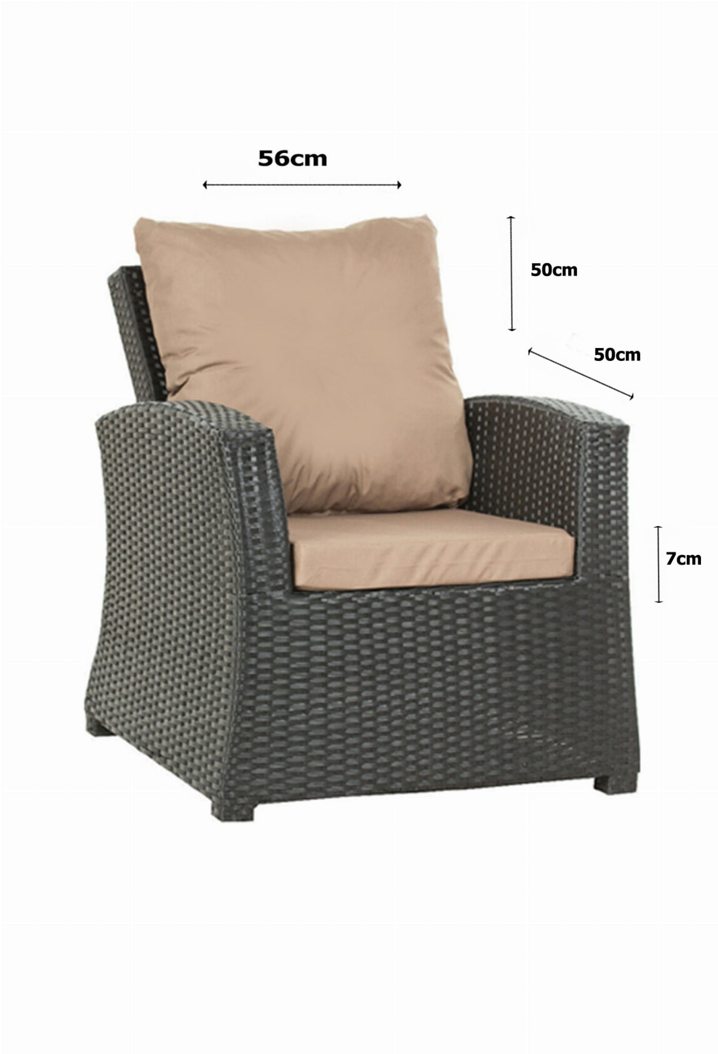 Set coussins pour salon de jardin résine tressée 4 places, coussins pour canapé 130x50x7cm, coussins pour fauteuil de jardin 2x50x56cm Beige - 4
