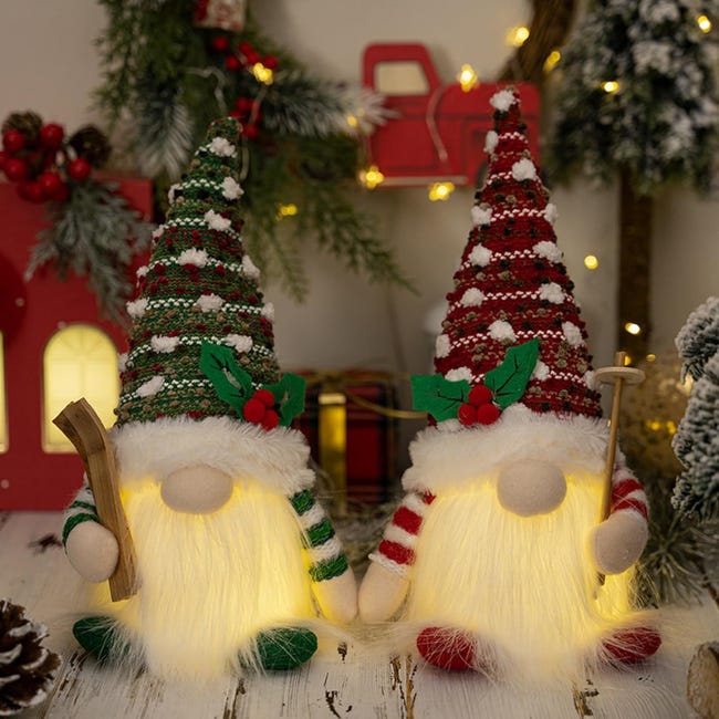 Gnome De Noel Lumineux, Lutin De Noel Farceur De Peluch, Deco Table Gnome De Noel Lumineux, Lutin De Noel Farceur De Peluch, Deco Table