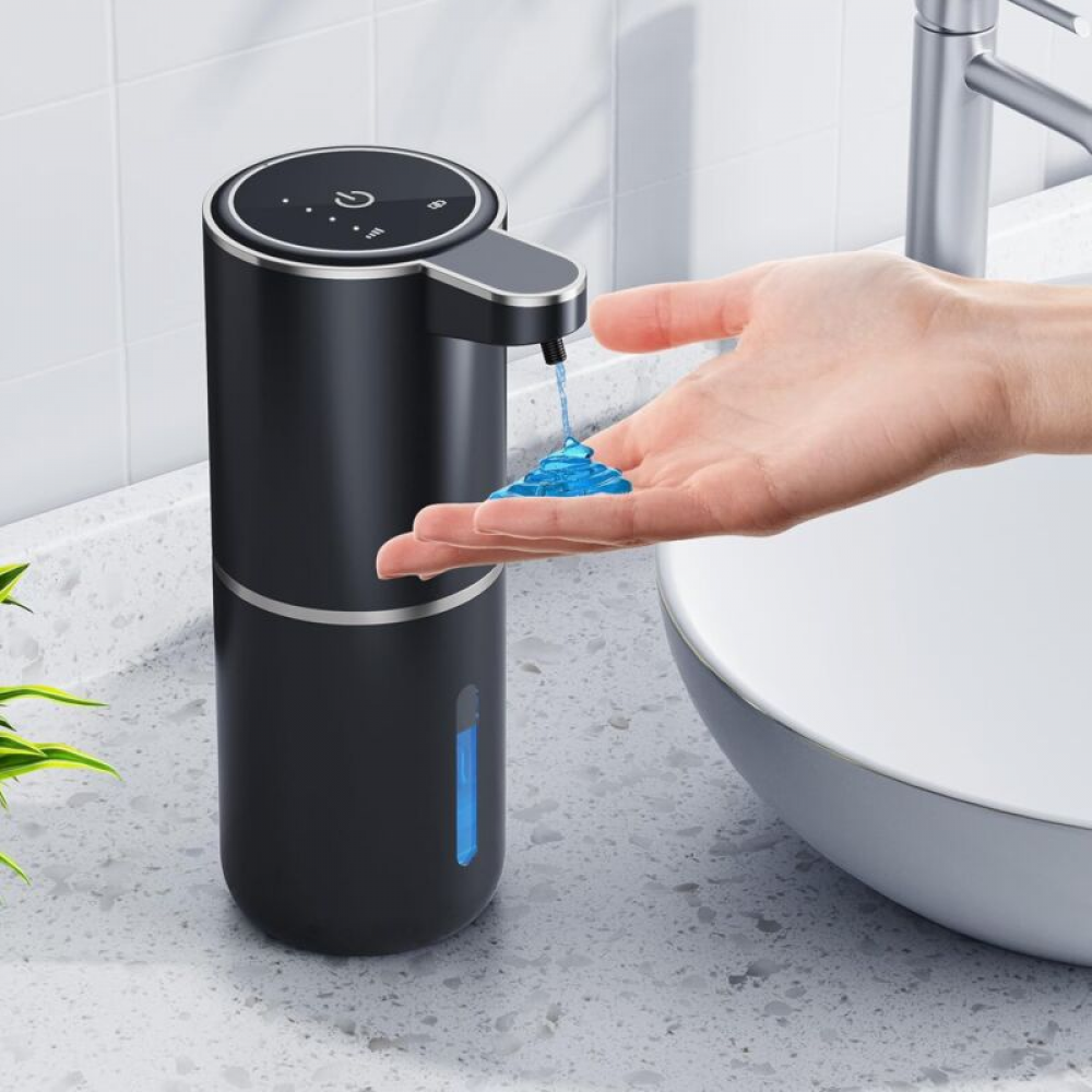 Automatyczny dozownik mydła w płynie, 380 ml, montaż ścienny, 4 prędkości, regulowany, ładowany przez USB, z czujnikiem