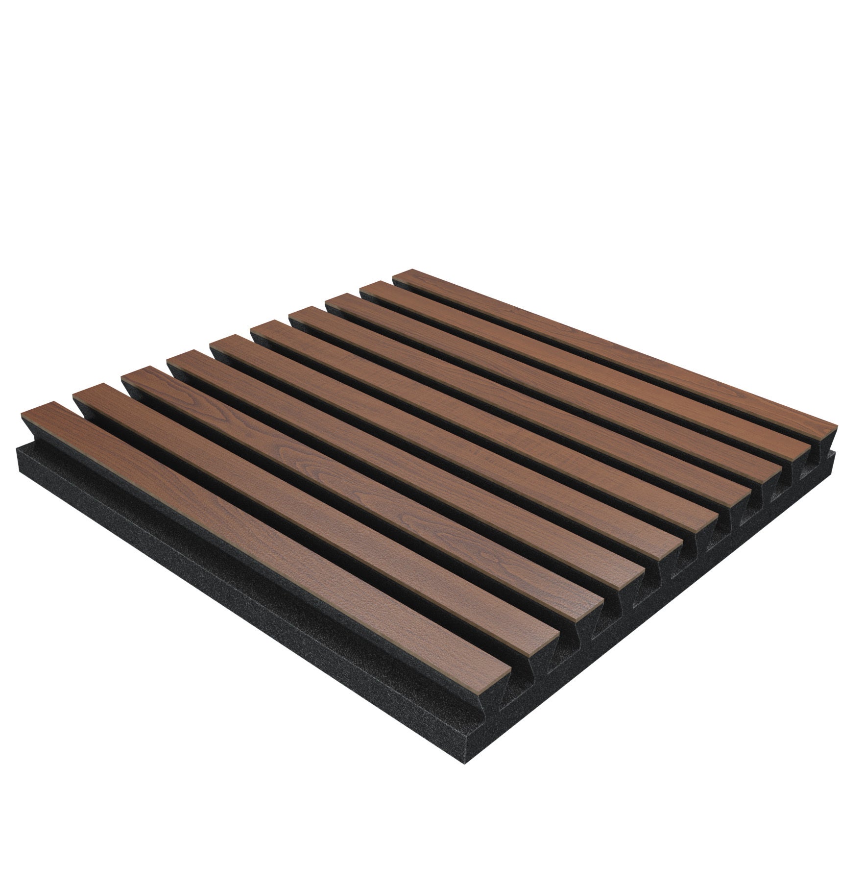 Lot de 4 Panneaux acoustiques insonorisants POLE 50x50x5 cm - 1 m² surf.totale - MDF perforé laminé et mousse acoustique - Noix - 3