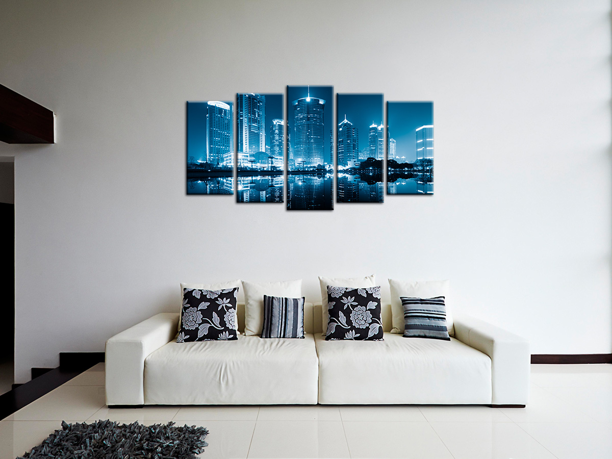 DECLINA, Tableau toile imprimée, Tableau toile Déco Vue de Shanghai, 220x120 cm - 3