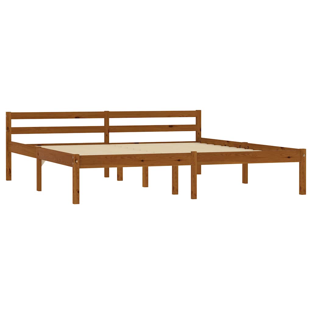 Cadre de lit sans matelas en bois massif de pin marron miel, pour la chambre, 160 × 200 cm - 3