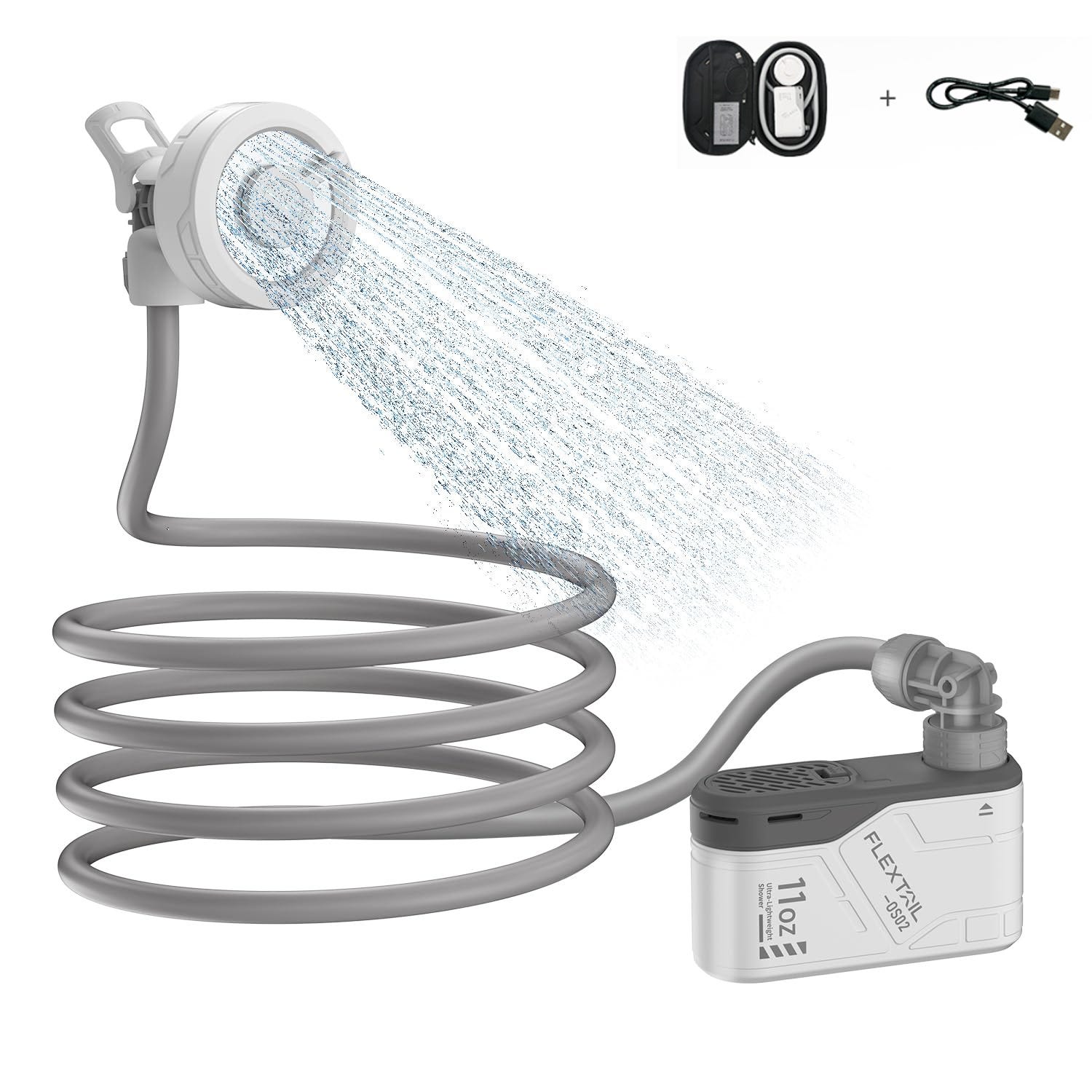 Pompe De Douche Portable - 2 Vitesses - Tuyau 2 M - Pour Camping, Lavage Voiture, Animaux