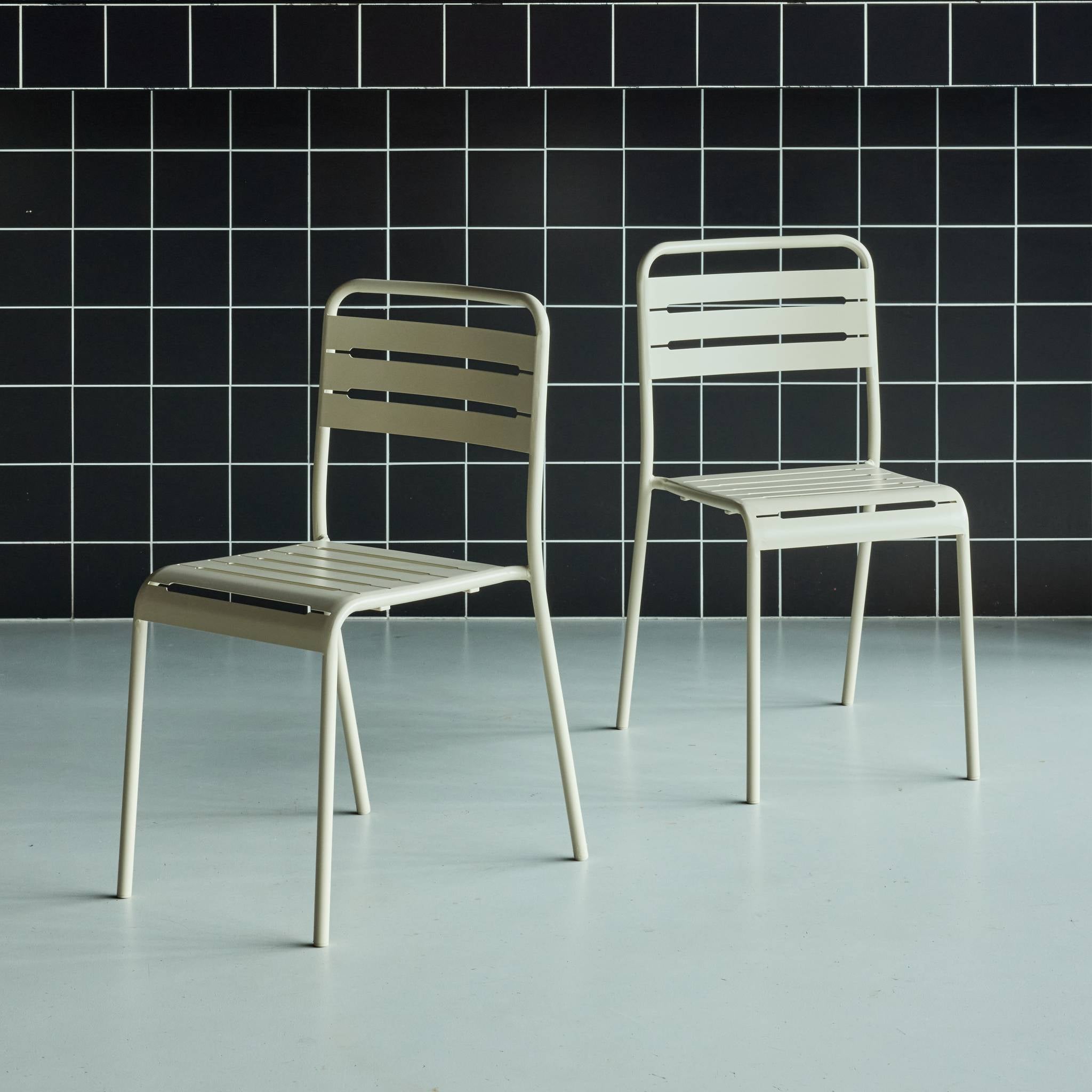 Set di 2 sedie da giardino in acciaio, Beige - 3