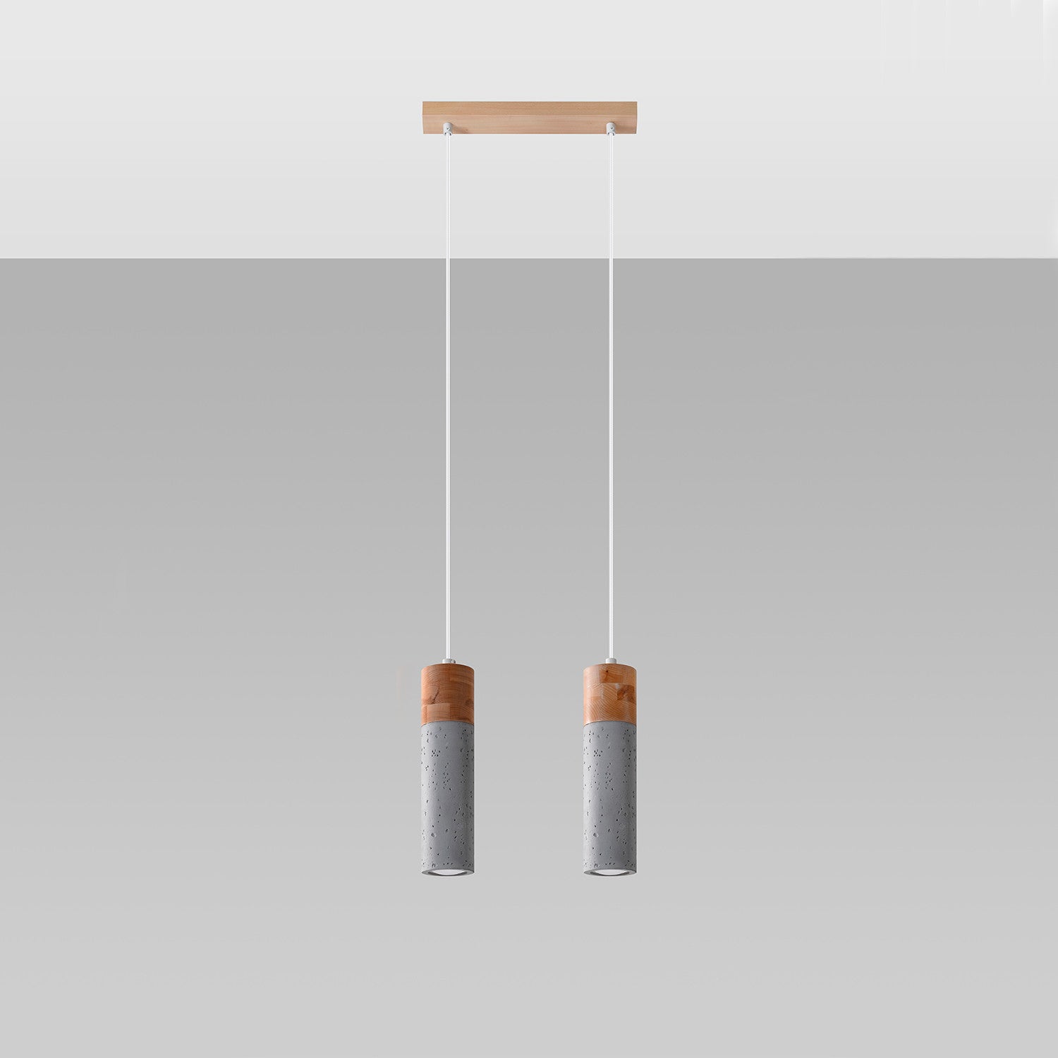 Lampa sufitowa wisząca Zane brązowo-szara 2xGU10x40W wym: 120 x 30 x 6 cm beton architektoniczny Sollux Lighting