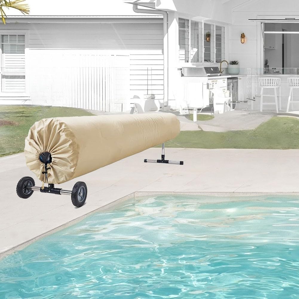 Cubierta enrollable para piscinas de 550 x 96 cm, fabricada en tela Oxford resistente, ideal para proteger del sol en el jardín o la piscina. - 5