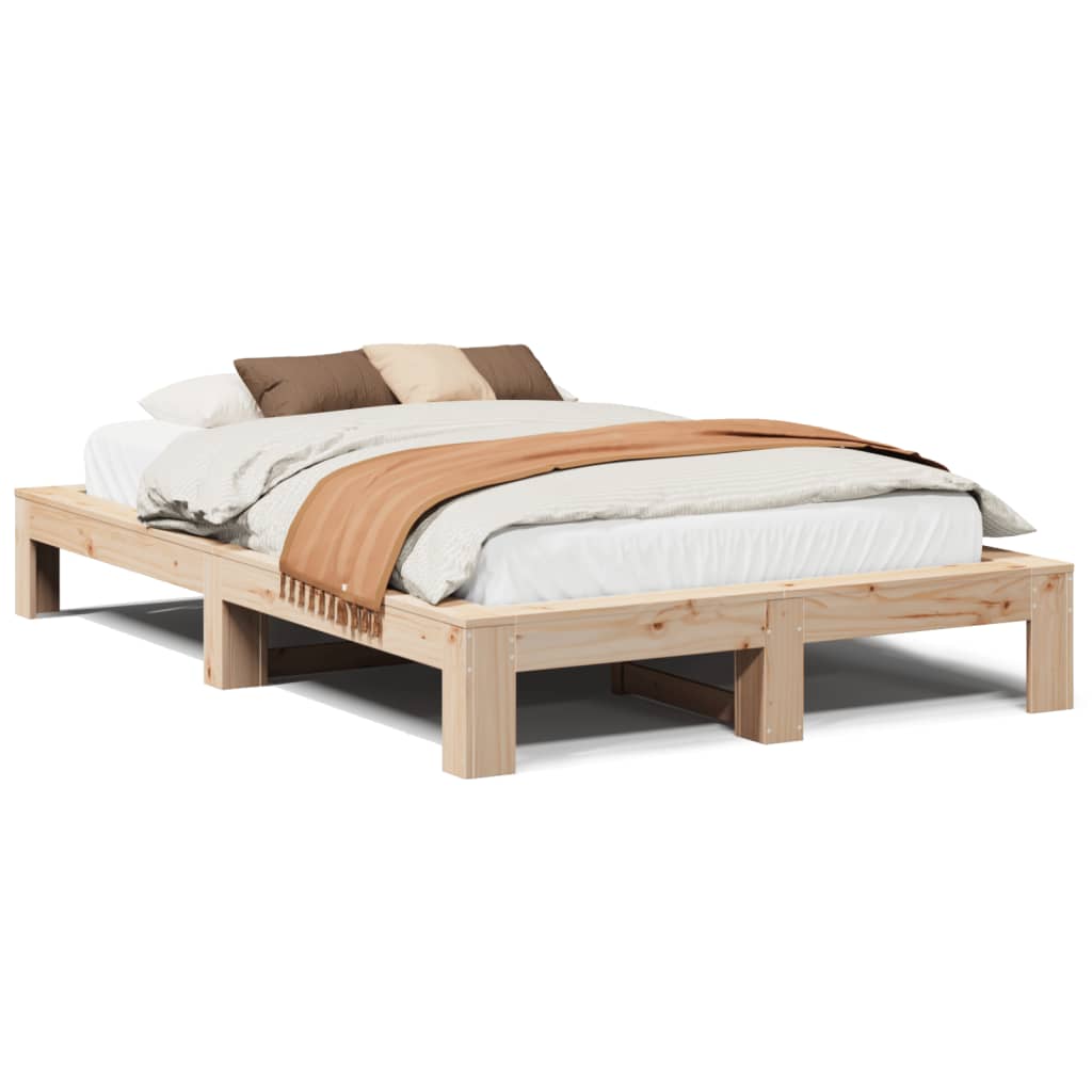 Łóżko Drewniane Rama Łóżka Sofa Brązowe Do Sypialni Pokoju 135x190 cm