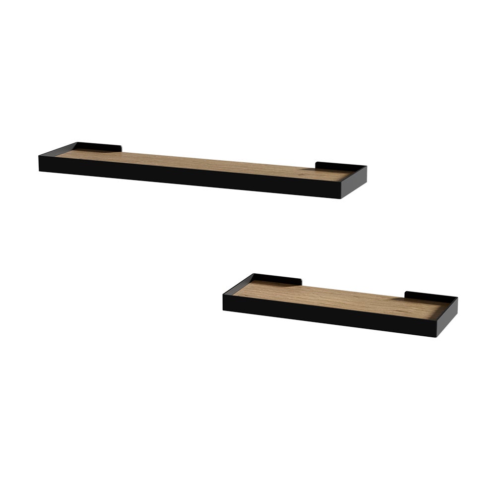 Vicco Półka ścienna Erni, Czarny/dąb, 60 x 3 cm Zestaw 2 sztuk