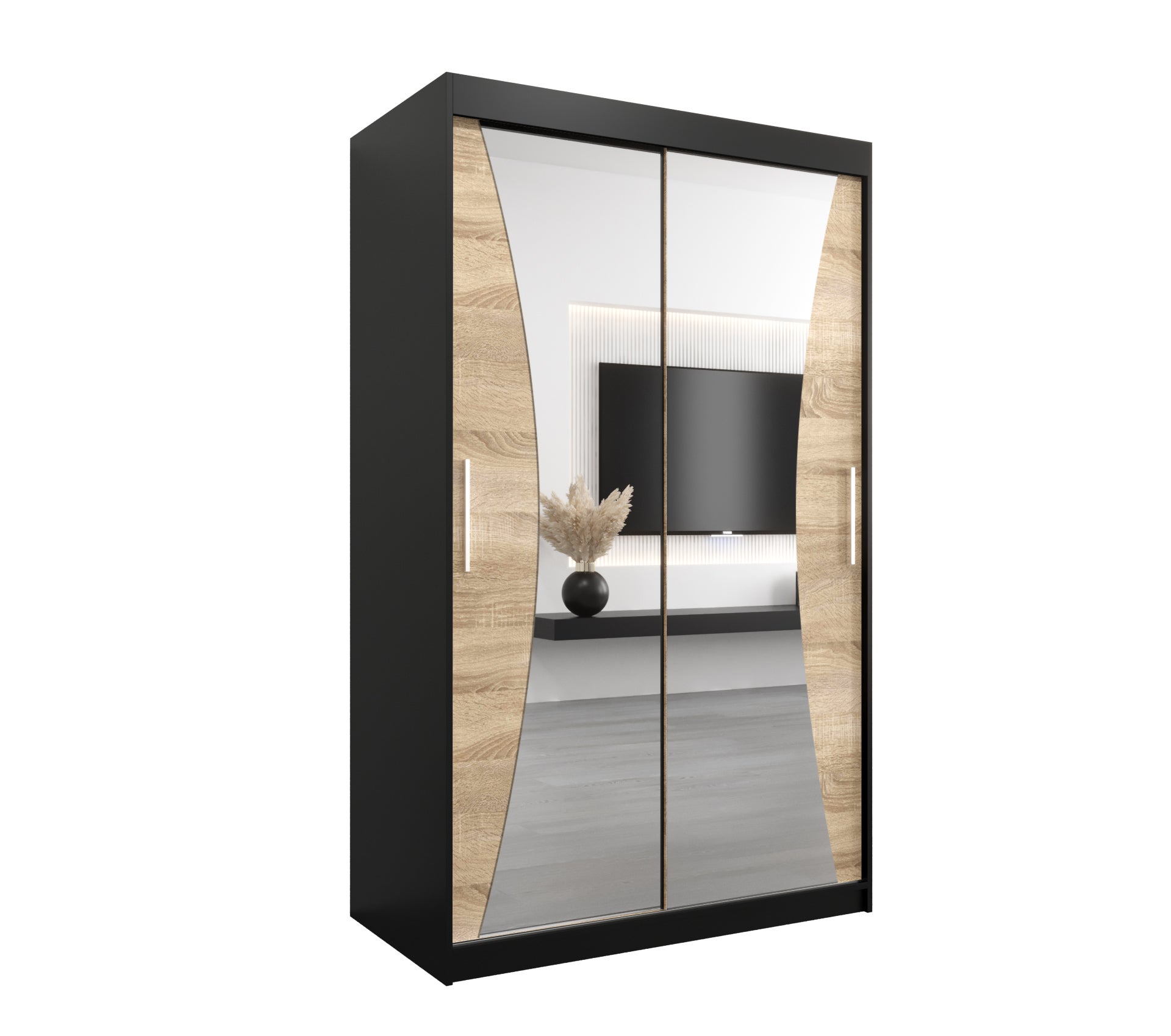 Szafa przesuwna garderoba MONACO 120 x 62 x 200 cm Czarny + Sonoma - Abiks Meble