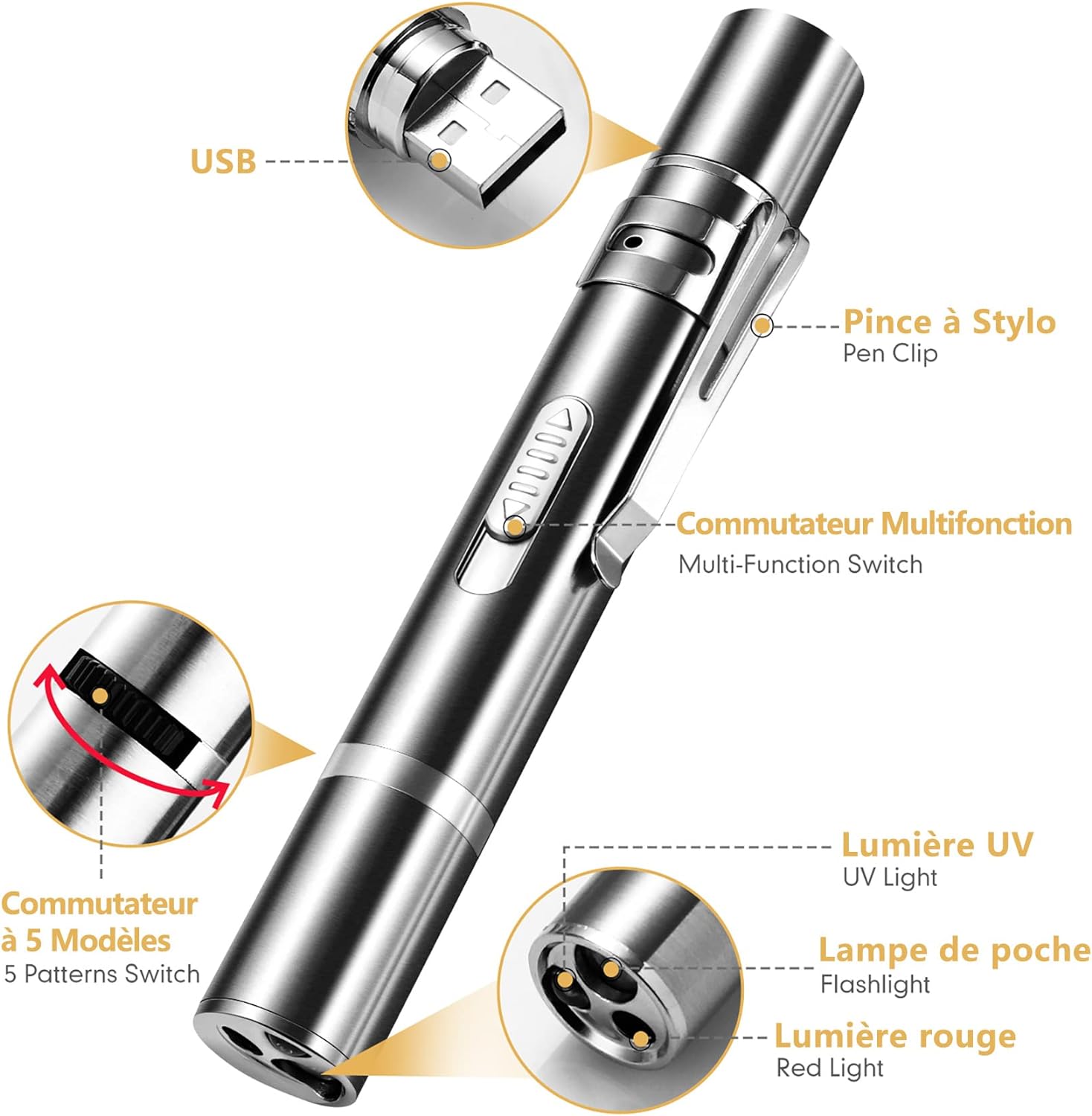 Juguetes para gatos con puntero luminoso, juguetes interactivos para gatos, juguete luminoso recargable por USB con LED rojo para gatos y perros - 3