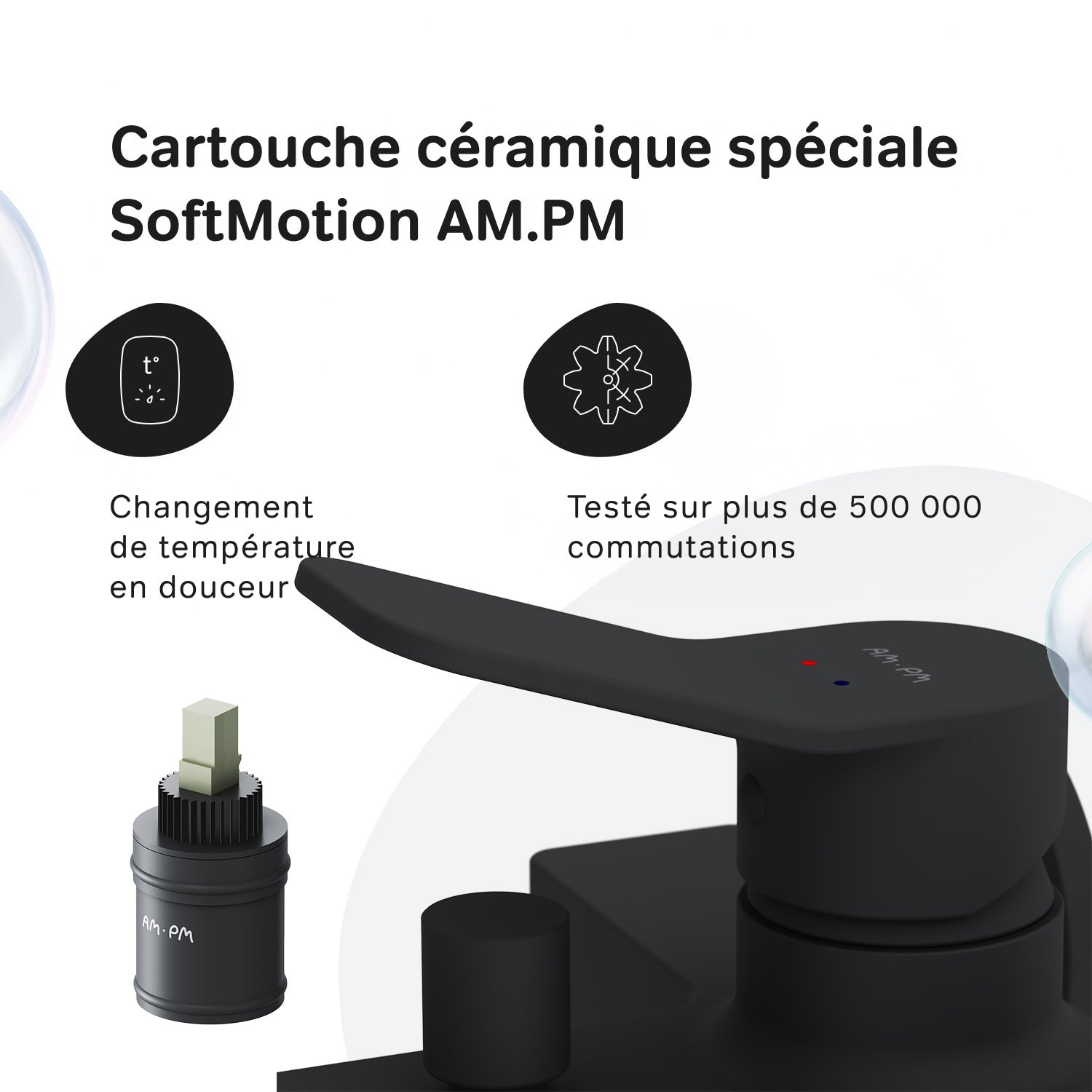 Mitigeur de baignoire mécanique Robinet salle de bain, mitigeur de bain, Noir, X-Joy FXA10022 AM.PM - 4