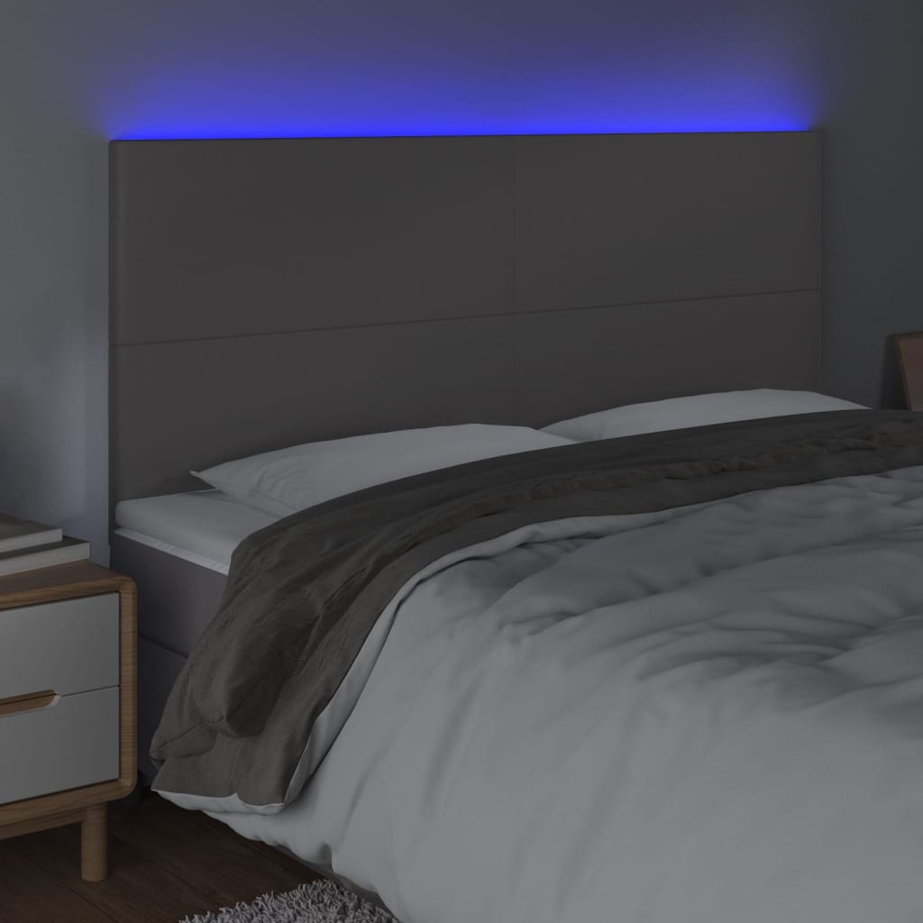 Maison Exclusive - Tête de lit à LED Gris 200x5x118/128 cm Similicuir - 3