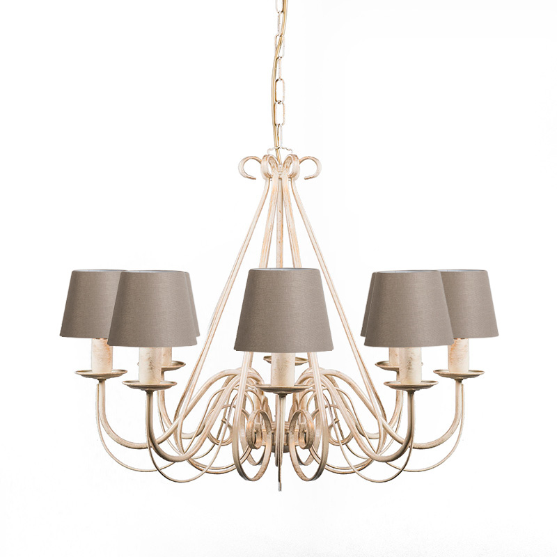 Kryształowy żyrandol 60 cm w kolorze kremowym z abażurami w kolorze taupe - Giuseppe 8