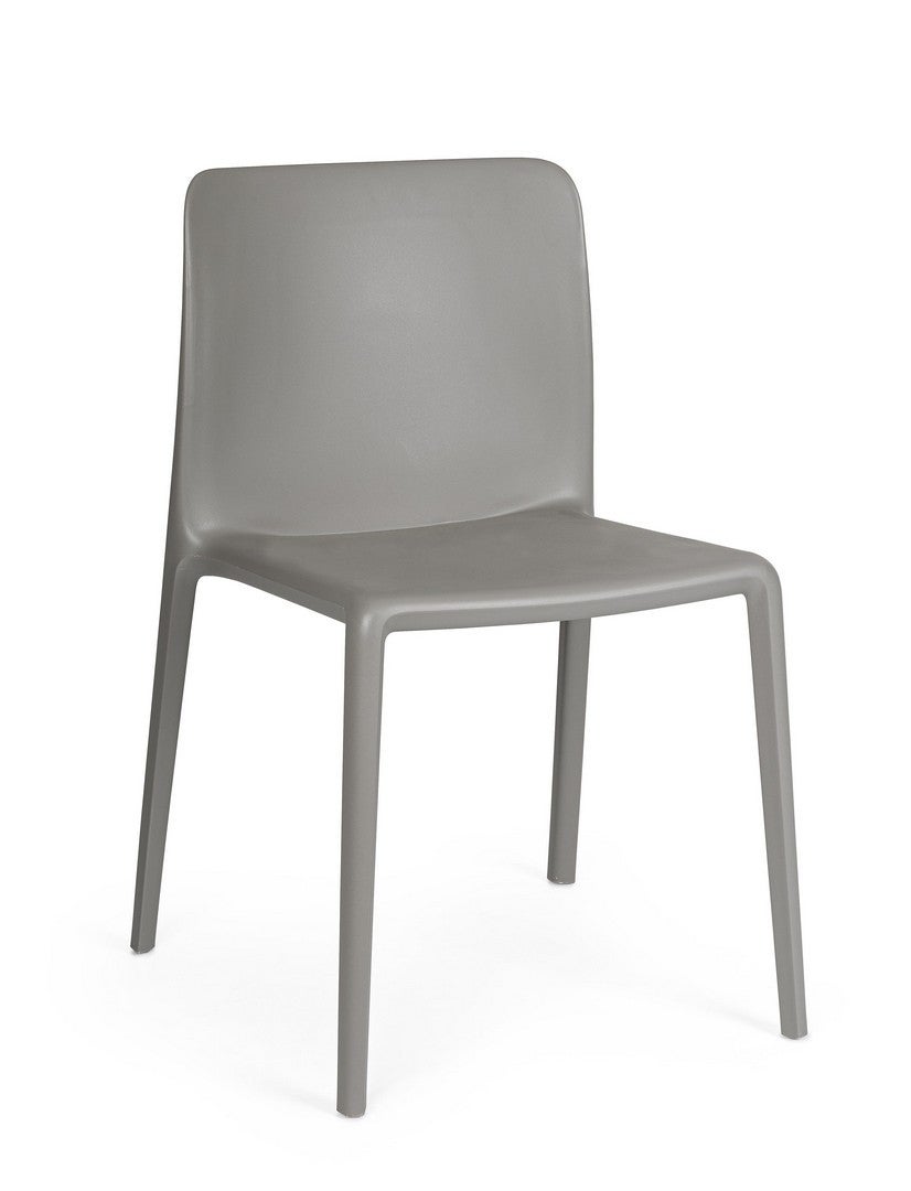 Zestaw 4 krzeseł do jadalni ze stali i szarego polipropylenu