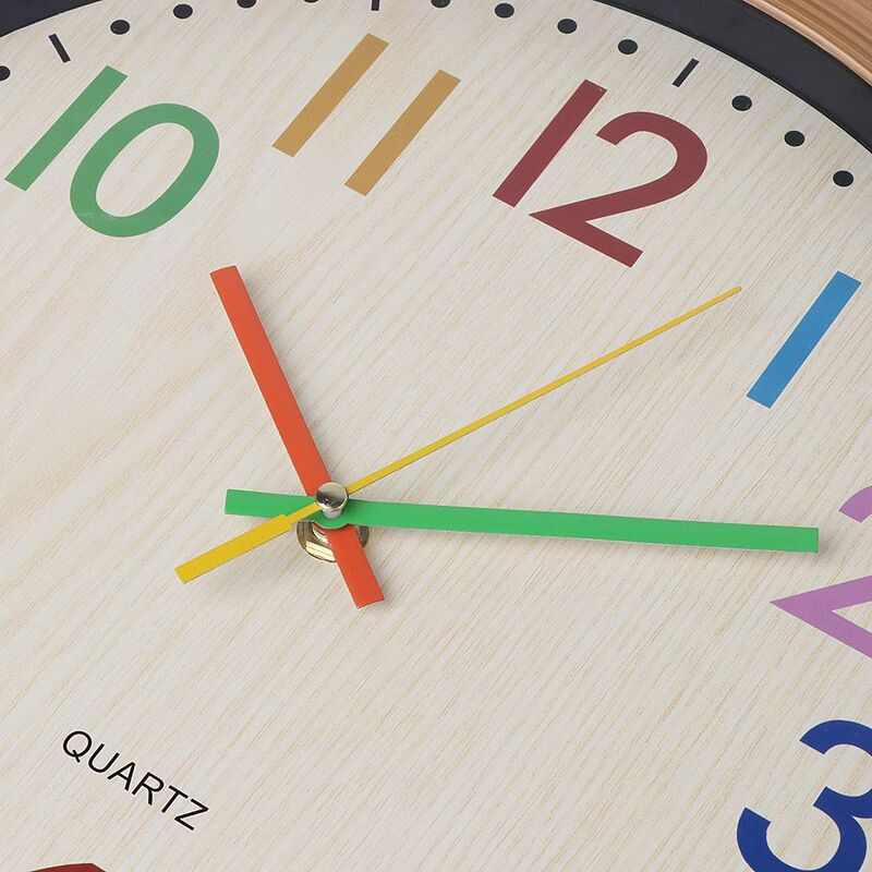 Murale silencieuse sans tic-tac pour enfants, horloge murale silencieuse sans tic-tac numéro coloré décoration de chambre d'enfants - 2