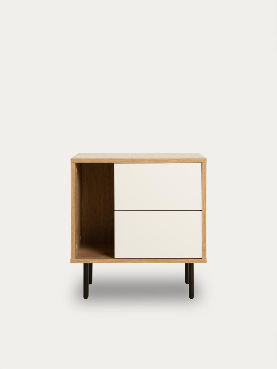 Zach mesa de cabeceira branco - natural 2 gavetas - Kenay Home 55cm x 52 cm x 35 cm - 3