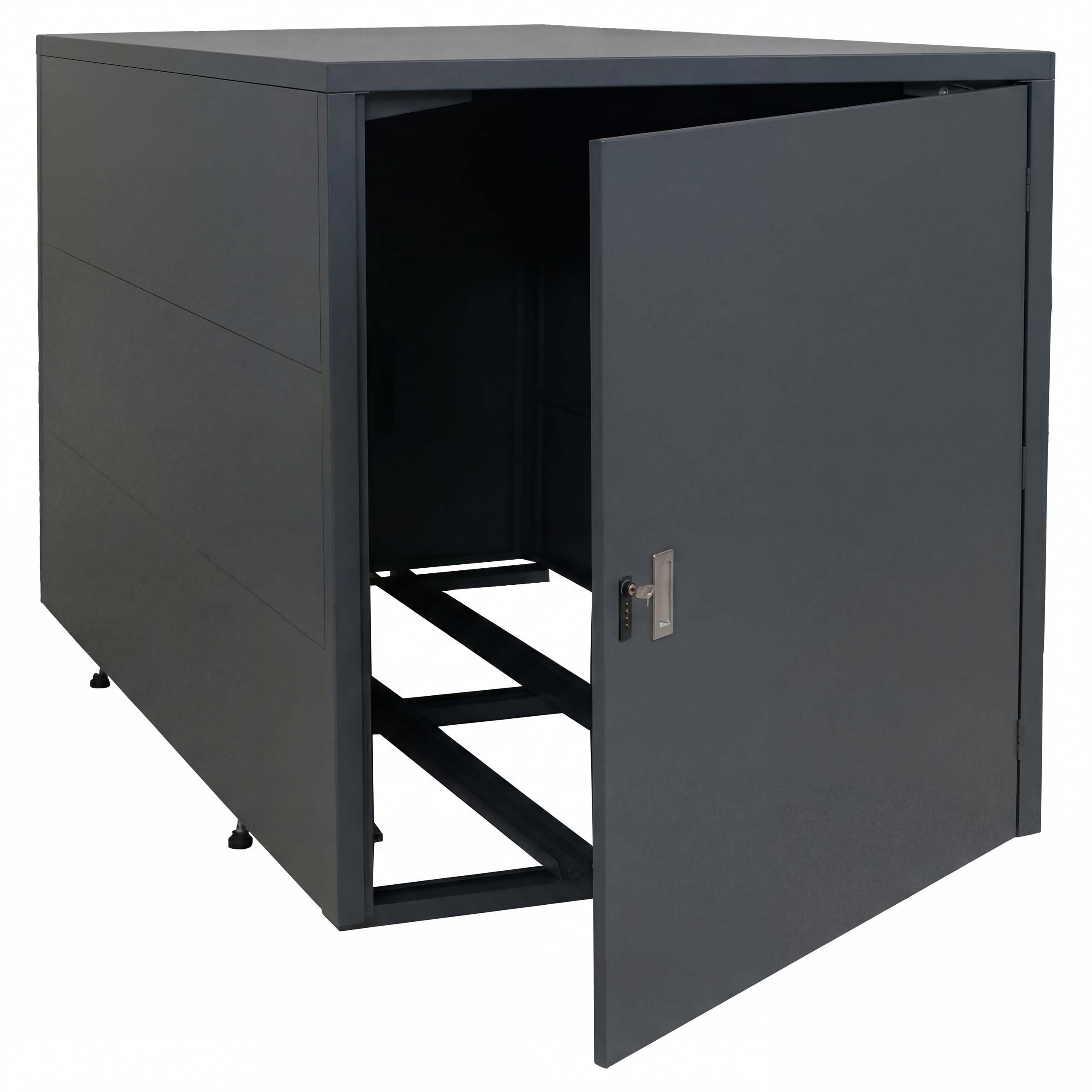 Garaż na 2 rowery HWC-P93, wiata rowerowa, boks rowerowy, zamykany, stal ocynkowana 123 x 113 x 208 cm ~ antracytowy