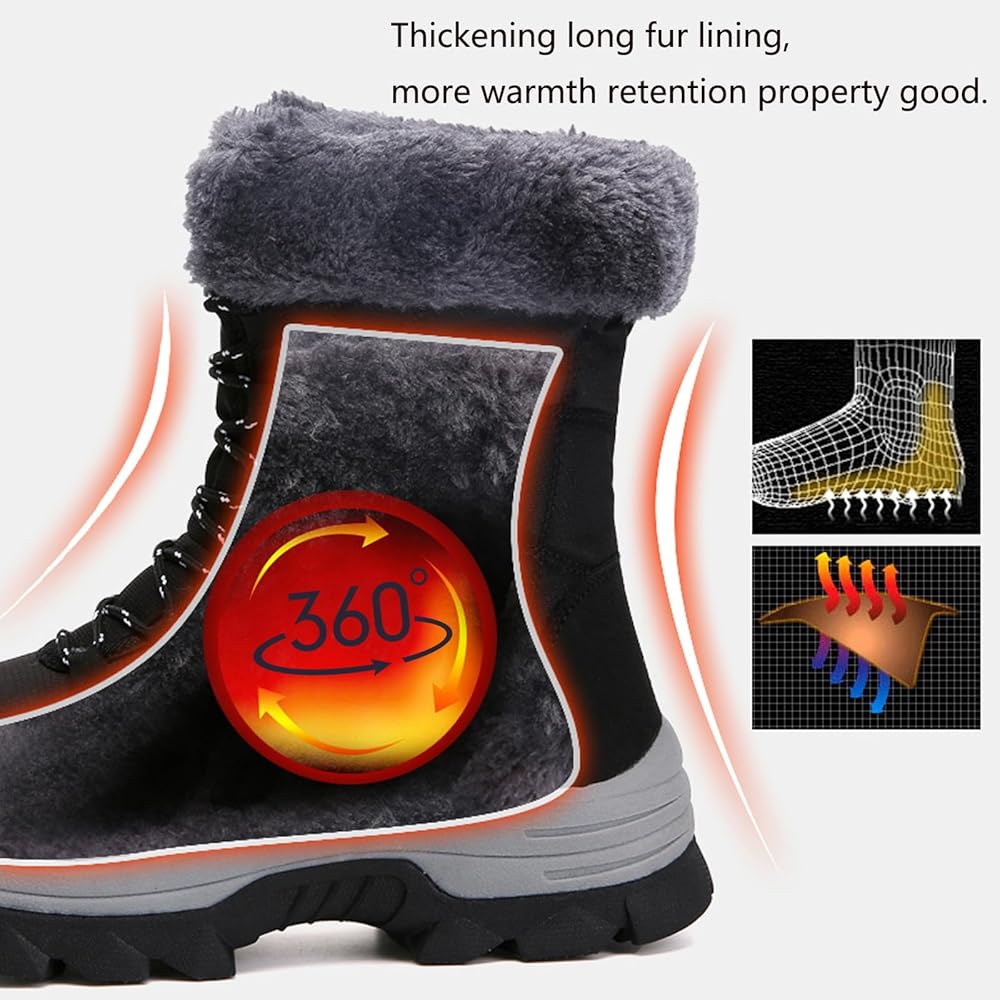 Bottes Hiver Femme Fourrées Bottes De Neige Imperméable - R2 Rouge - 41