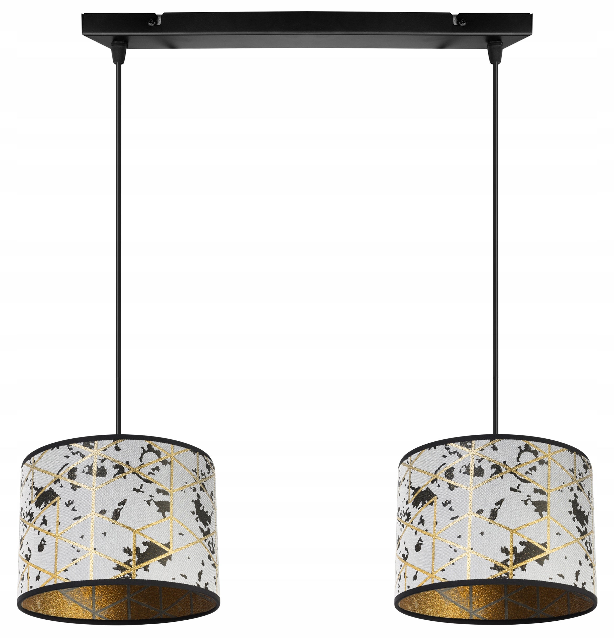 Lampa sufitowa wisząca boho Werona 2xE27 klosz owalny wzorzysty marmur/złoty Light Home LH