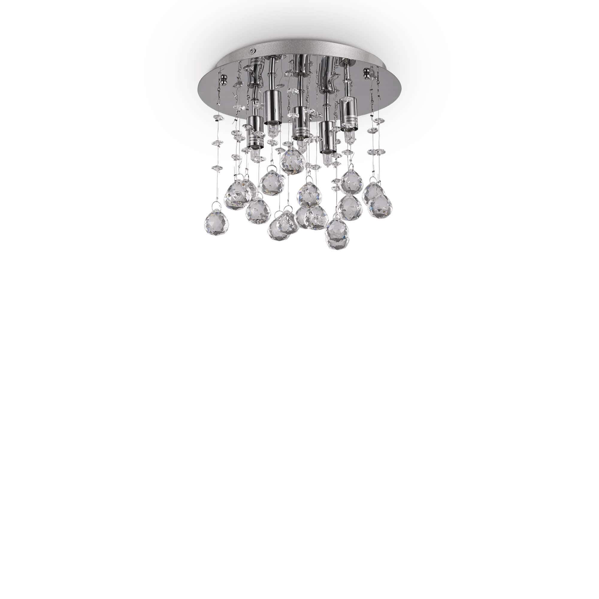 Ideal Lux  Plafonnier Chrome En Cristal Moonlight 5 Ampoules , Leroy Merlin
