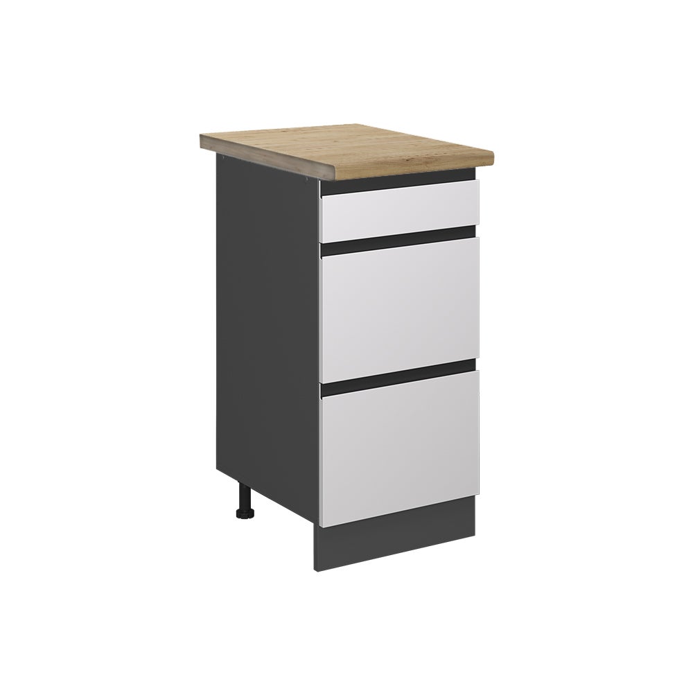 Vicco Szafka dolna do kuchni R-Line, Biały, 40 cm J-Shape z szufladami, BP Dąb