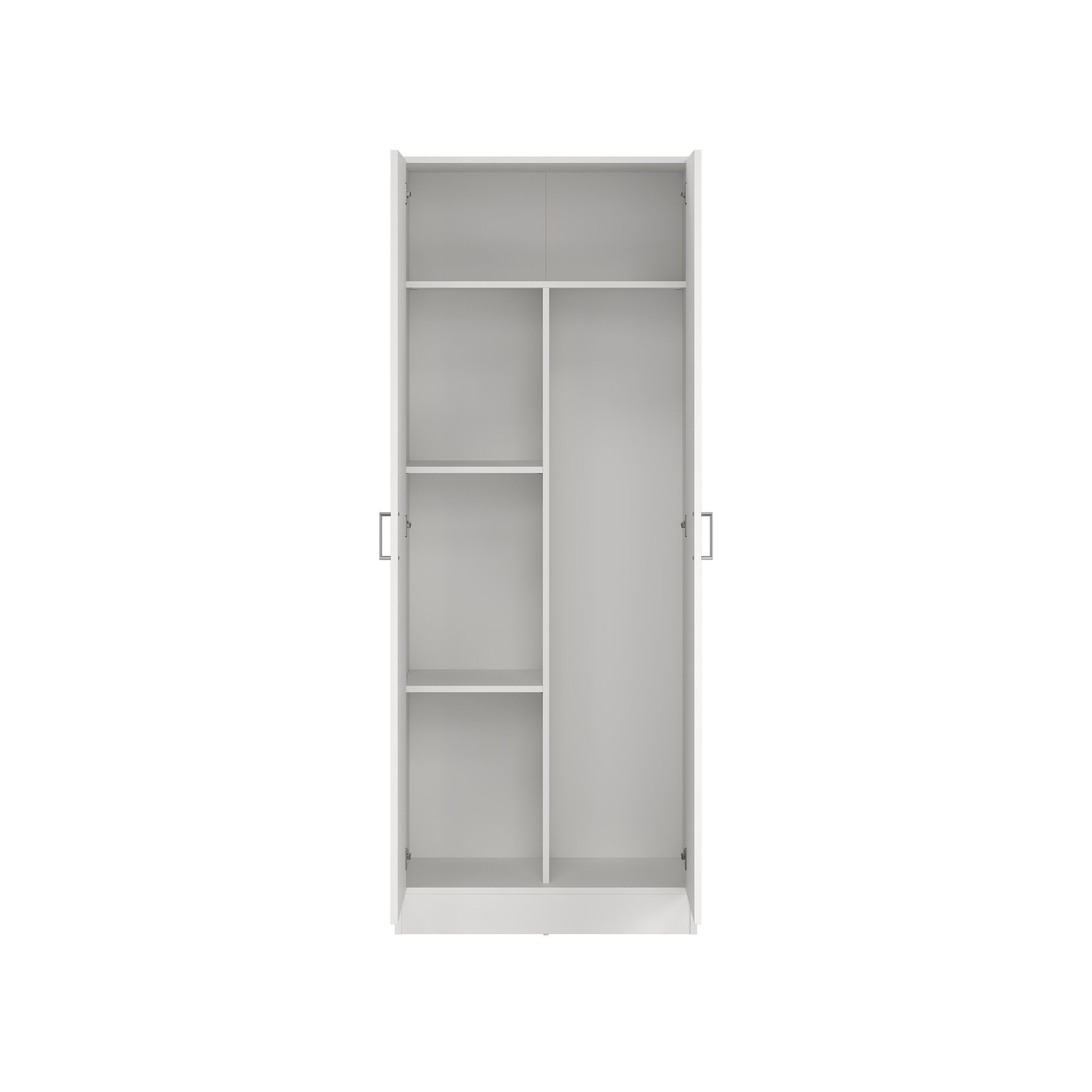 Armario multiusos 2 puertas Abadubidu, mueble para escobas, zapatero con estantes, zapatero, cm73x37h180 cm, Blanco - 9