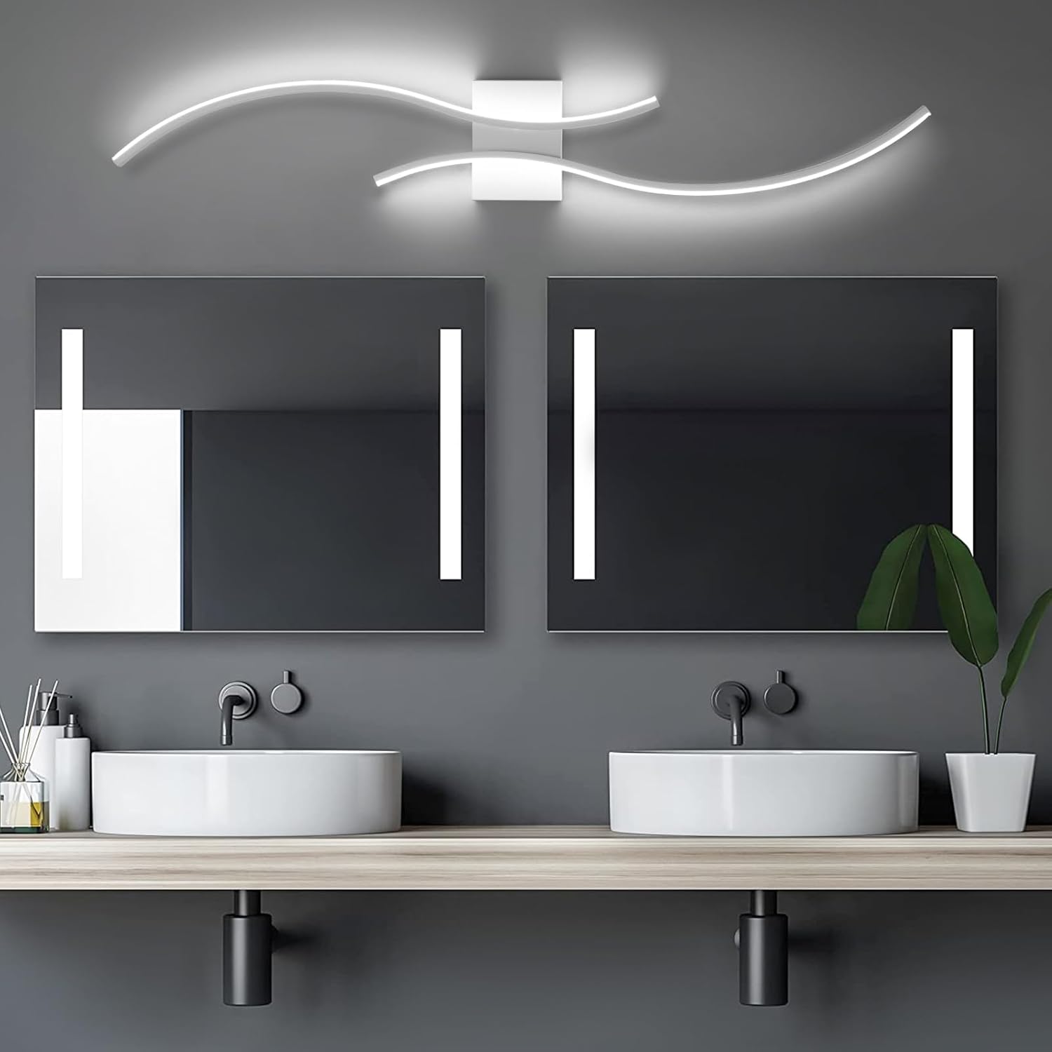 Aplique LED de pared de 60 cm x 15 cm, moderno aplique de arco, lámpara de noche para interior, luz de techo, 3 temperaturas de color (3000 K-6000 K) - 3