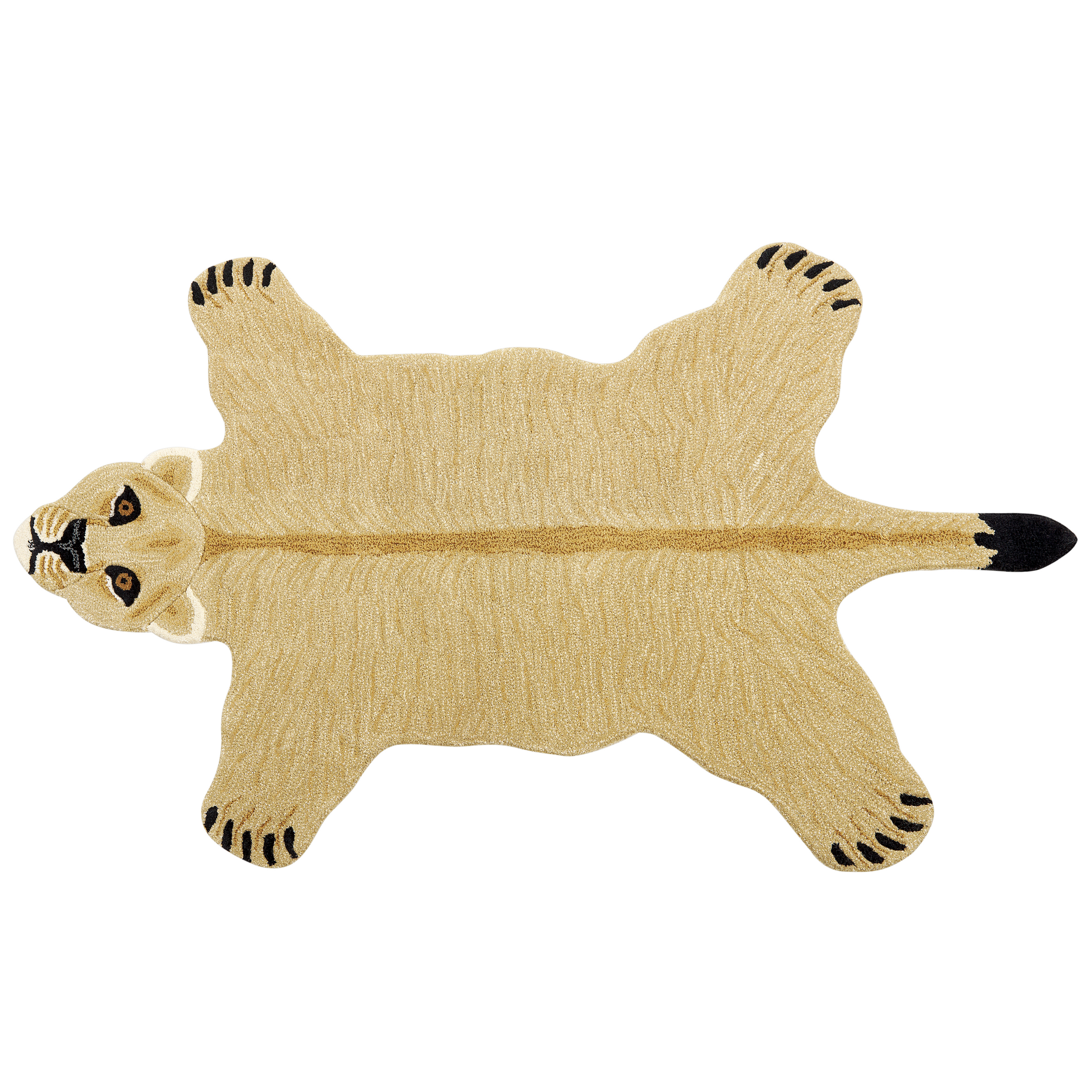 Beliani alfombra de lana infantil beige motivo leona 100 x 160 cm sarabi