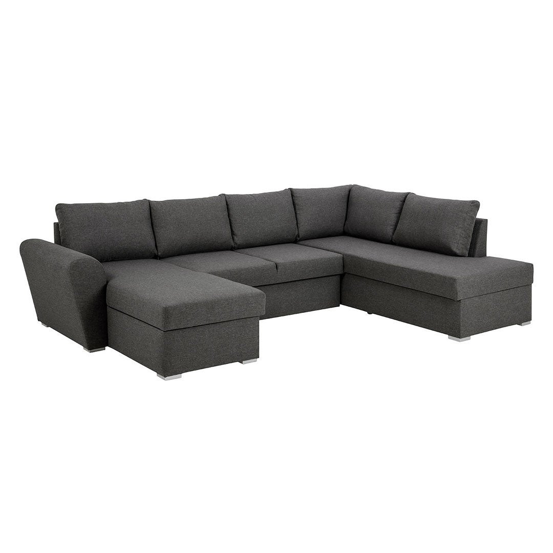Stefan sofa z funkcją spania narożna, prawy szezląg, szara.
