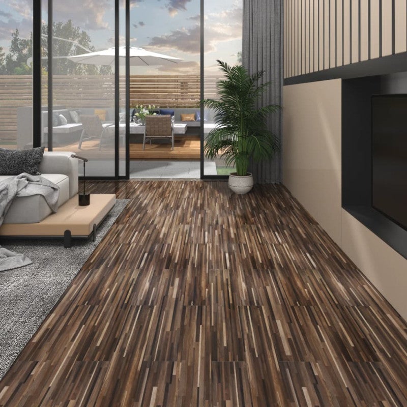 Baldosas de suelo de pvc autoadhesivas 5,02 m² 2 mm marrón a rayas