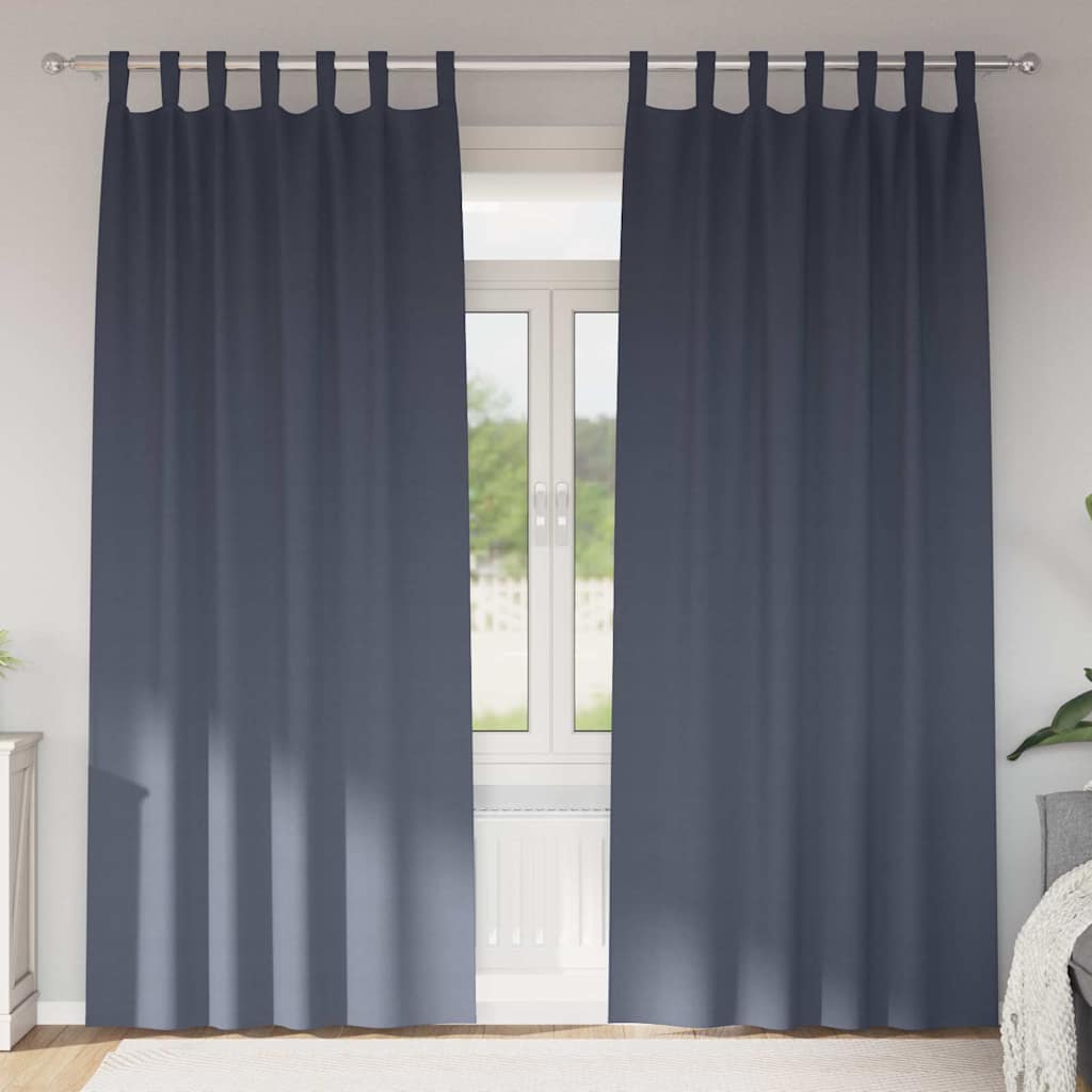 Firany blackout z kółkami 2 pcs Antracyt 225 x 140 cm Poliester vidaXL
