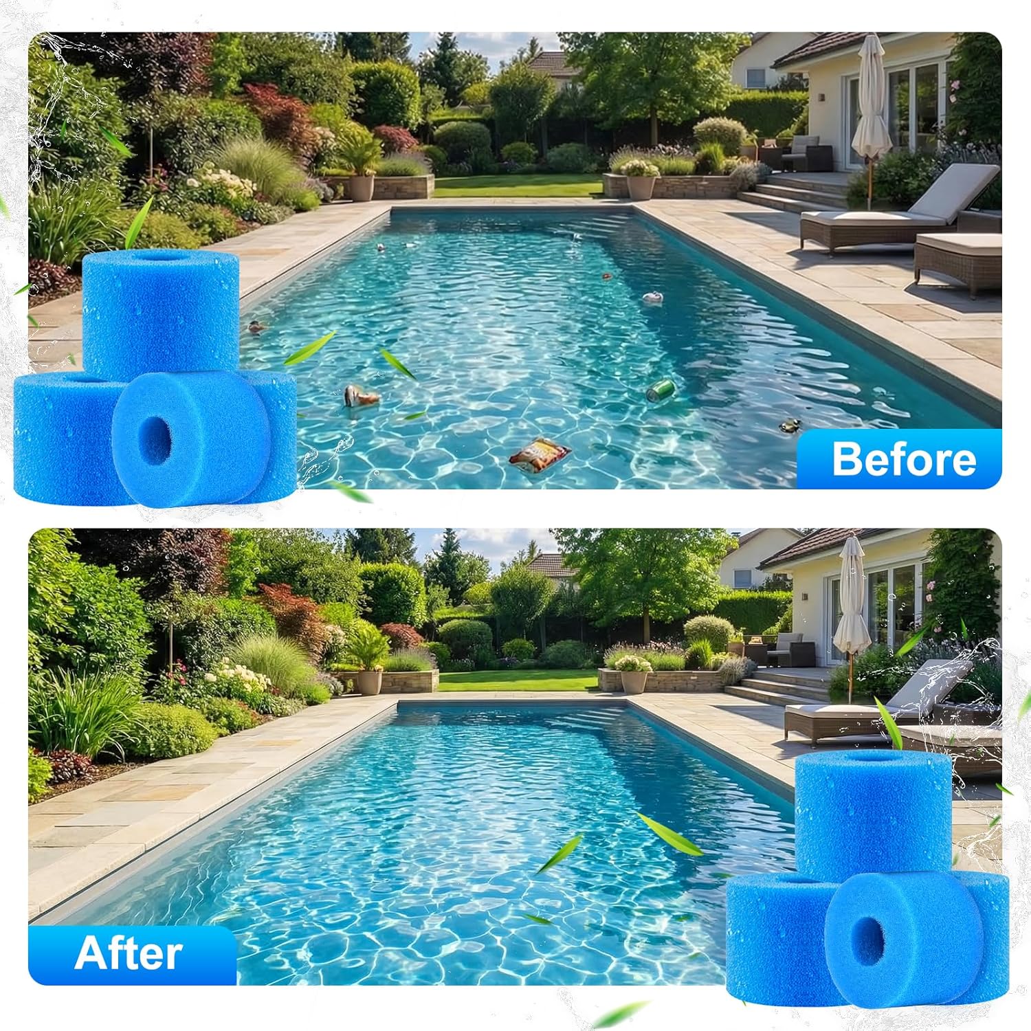 Juego de 4 filtros de espuma para piscina, esponja de filtro tipo S1, cartucho de filtro reutilizable y lavable, filtro de espuma - 7