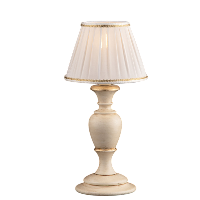 Fiorenza Ivory and gold drewniana lampa stołowa, 1 światło, z abażurem dm.20 H.43 Ø20 BL172-LT-AV