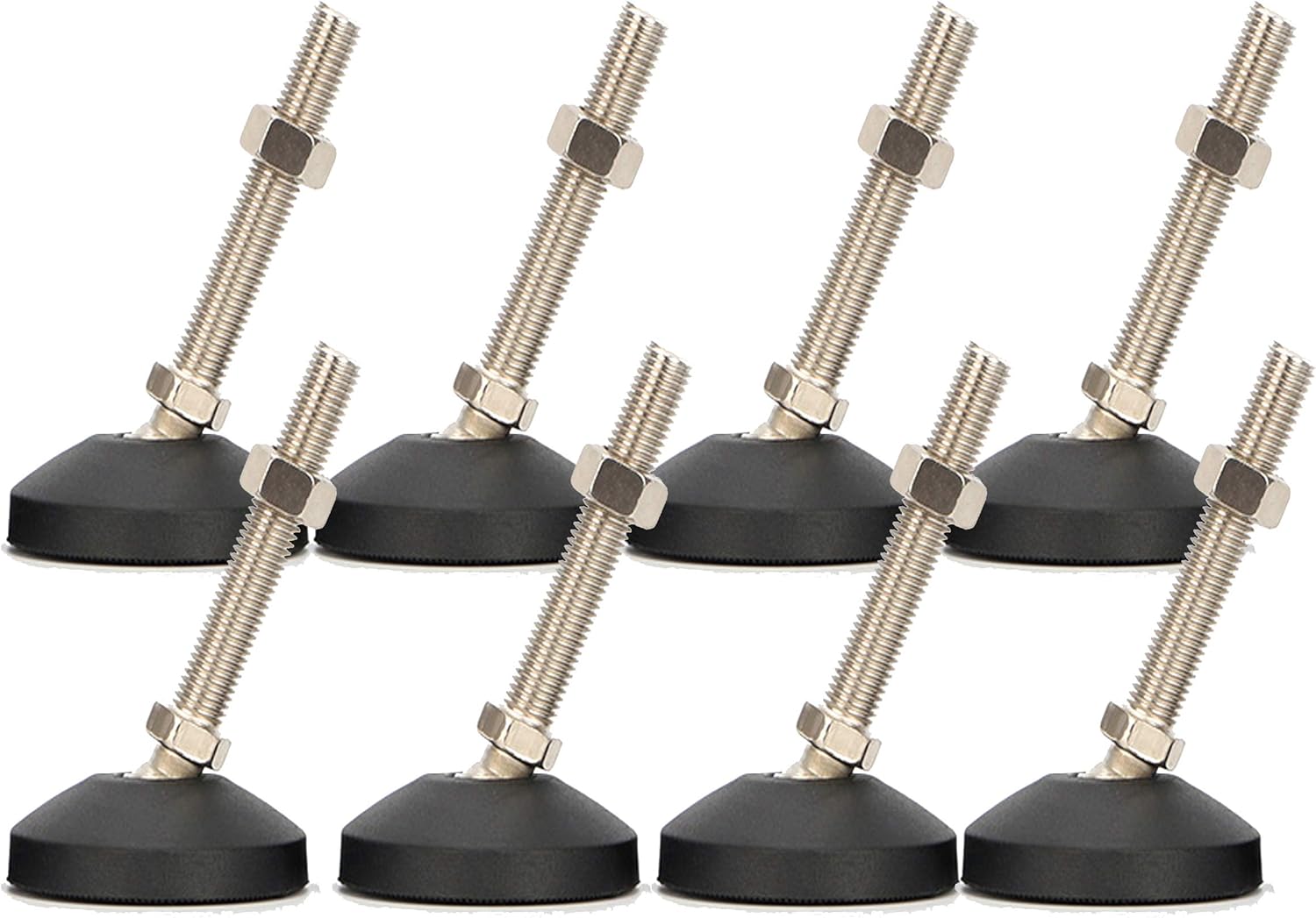 Picioare de nivelare din oțel inoxidabil (M10 x 80 mm), pachet de 8, antiderapante, cu piulițe în T. Reglare unghiulară 8buc