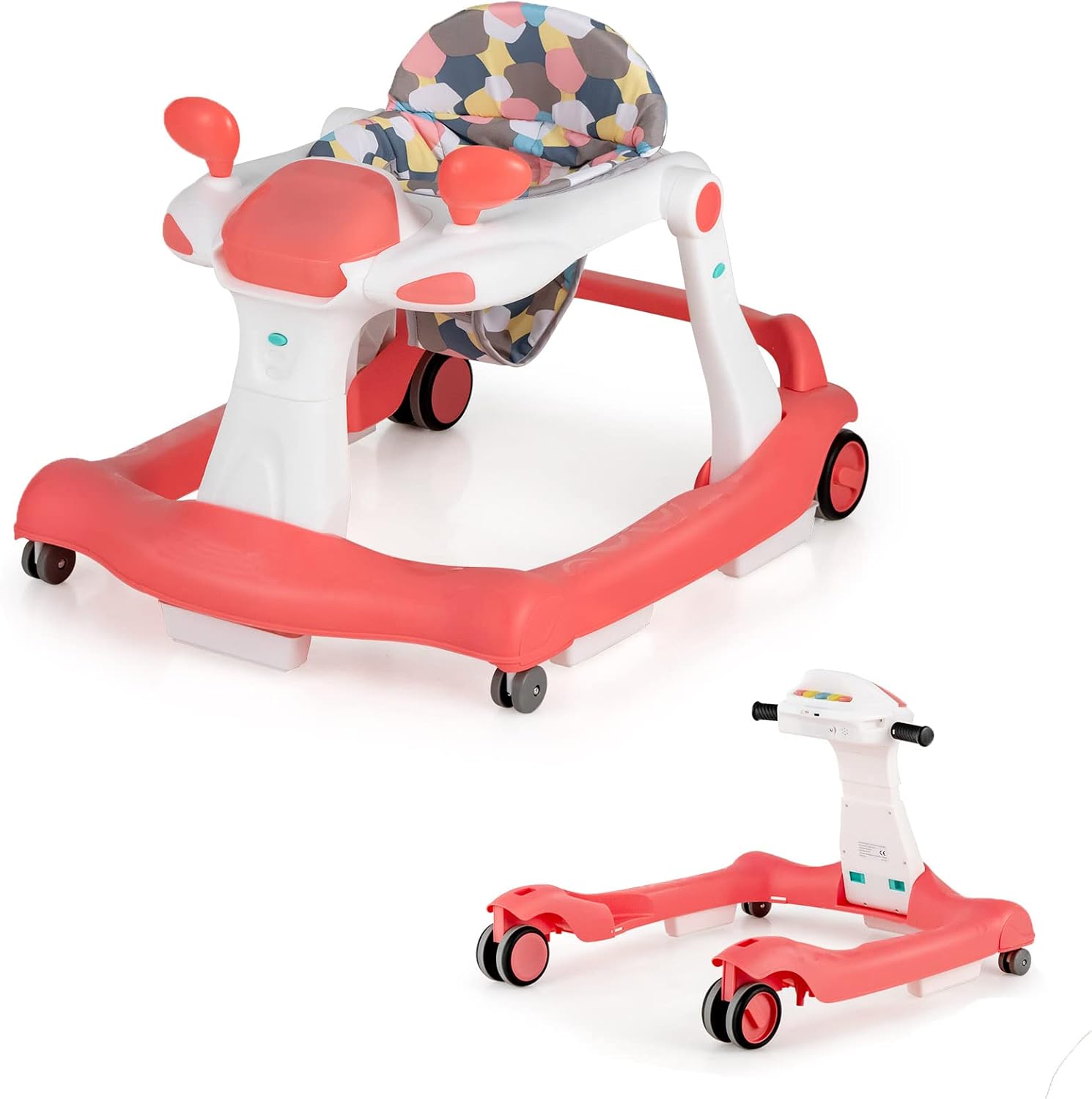 Trotteur Pousseur Bébé 3 En 1 Avec Auvent Et Tapis - Hauteur Réglable 5 Positions, Pliable - Pour 6 à 36 Mois, Charge Max 15 Kg - 8
