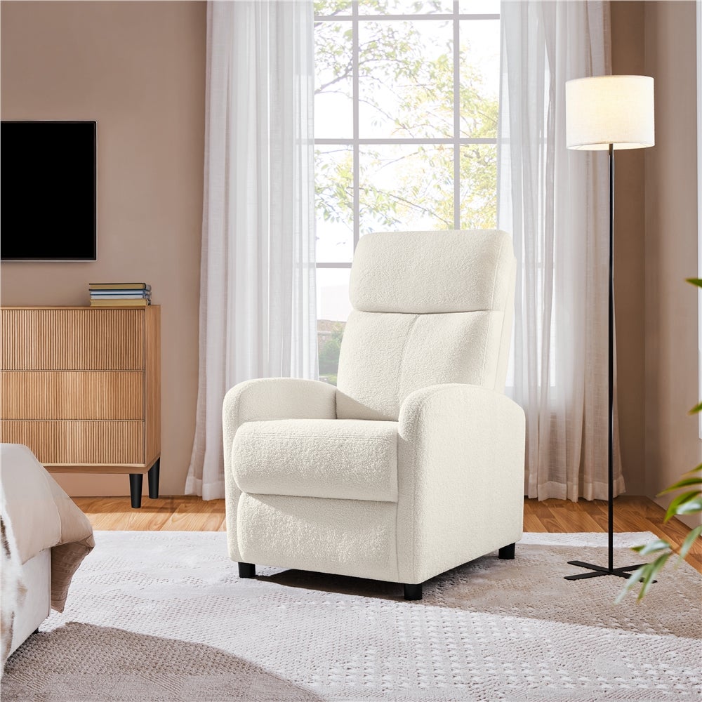 Fauteuil de Relaxation Inclinable en Tissu Bouclette Doux avec Repose Pied, Ivoire Yaheetech - 2