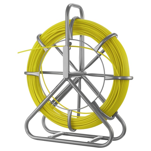 Aiguille Electricien SucceBuy avec Support 100 m, Tire-Fils Electrique en Fibre de Verre 6,3 mm, Outil Tirage Cables pour Murs et Conduits Electriques
