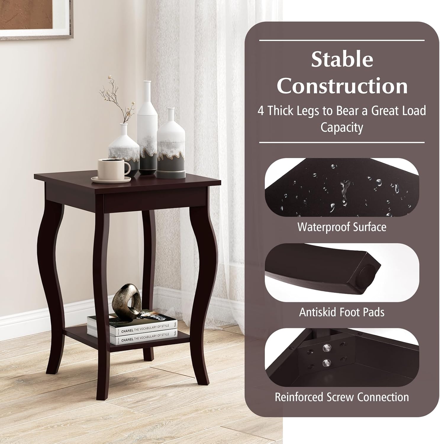 Table d'angle carrée, tables basses, tables basses en bois, design à ...