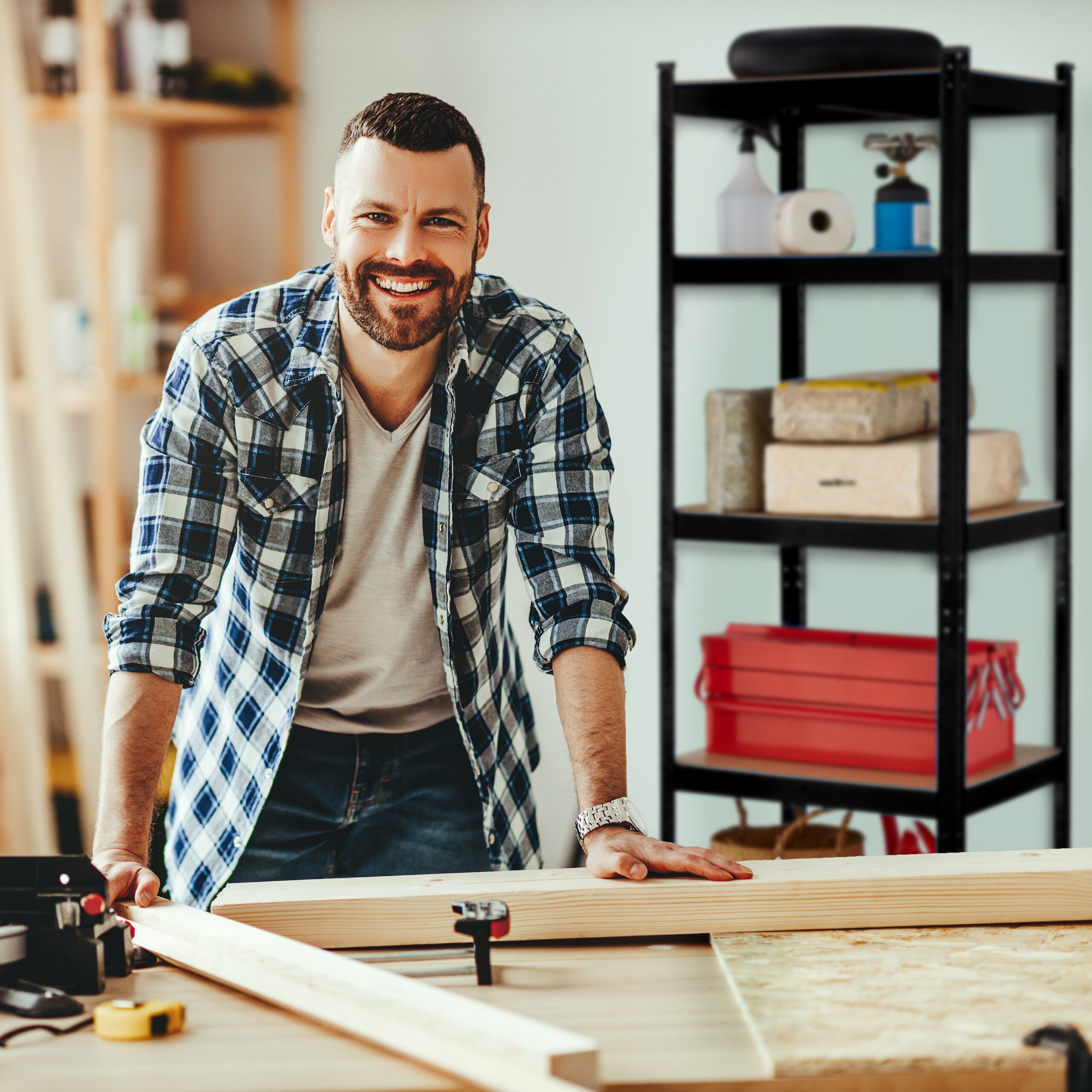 Étagère à charge lourde, HxLxP : 180x60x45 cm, jusqu'à 500 kg, 5 niveaux, cave, garage, stockage, acier, noir, Relaxdays - 3
