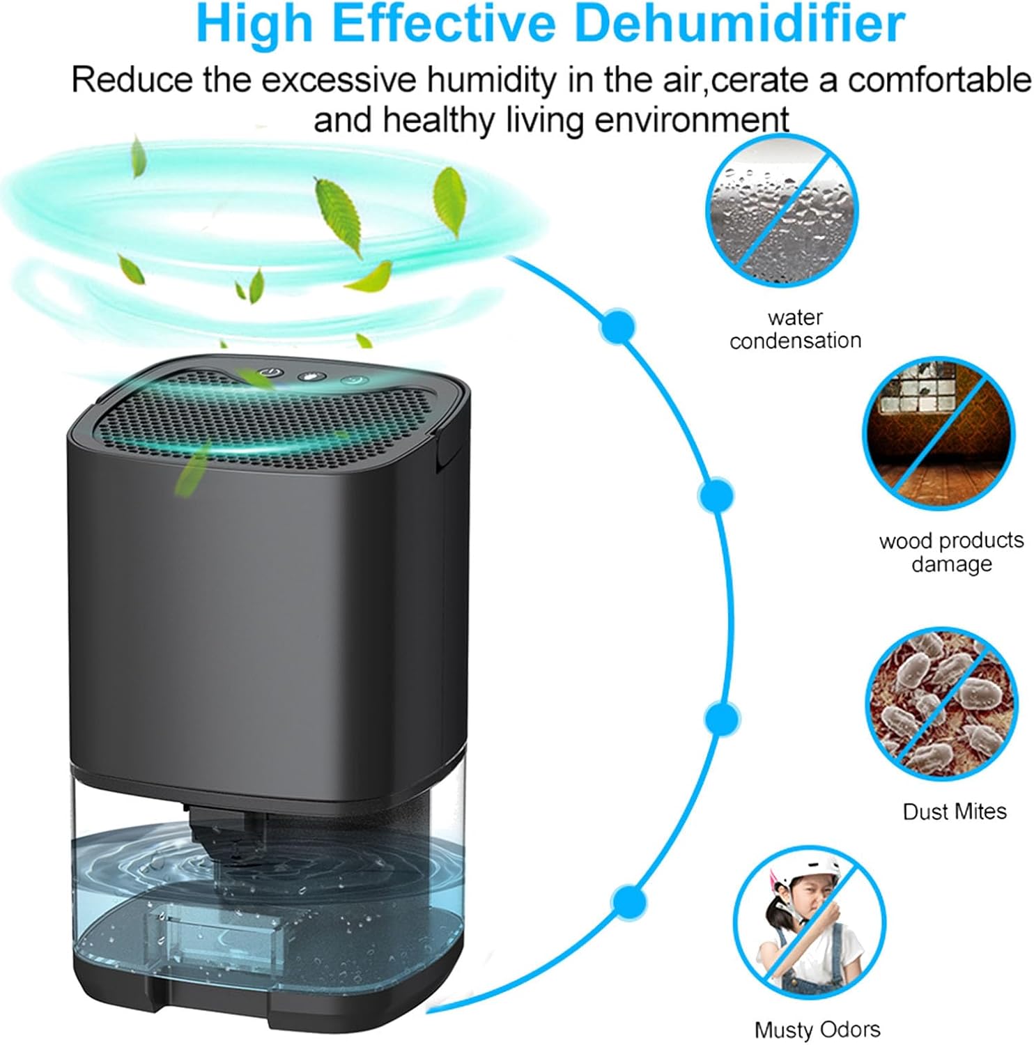 Deumidificatore silenzioso 2 in 1, deumidificatore portatile e purificatore d'aria - 6