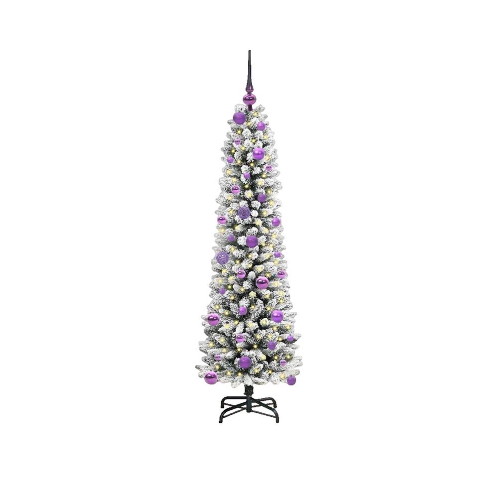 Choinka Stożkowa vidaXL 150 cm Zielona z Lampkami LED i Metalową Podstawą
