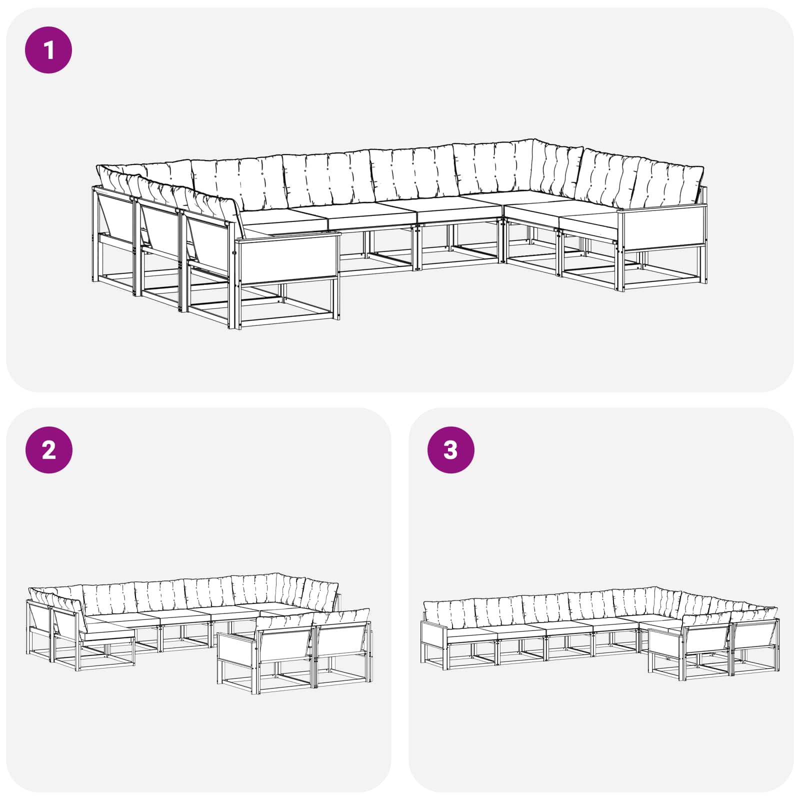 Ensemble de canapés d'extérieur 9 pièces naturel et beige - 8