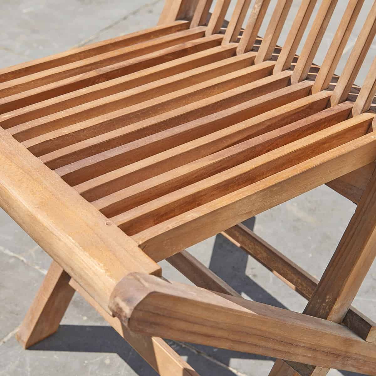 4 chaises de jardin en teck huilé massif pliantes - 5