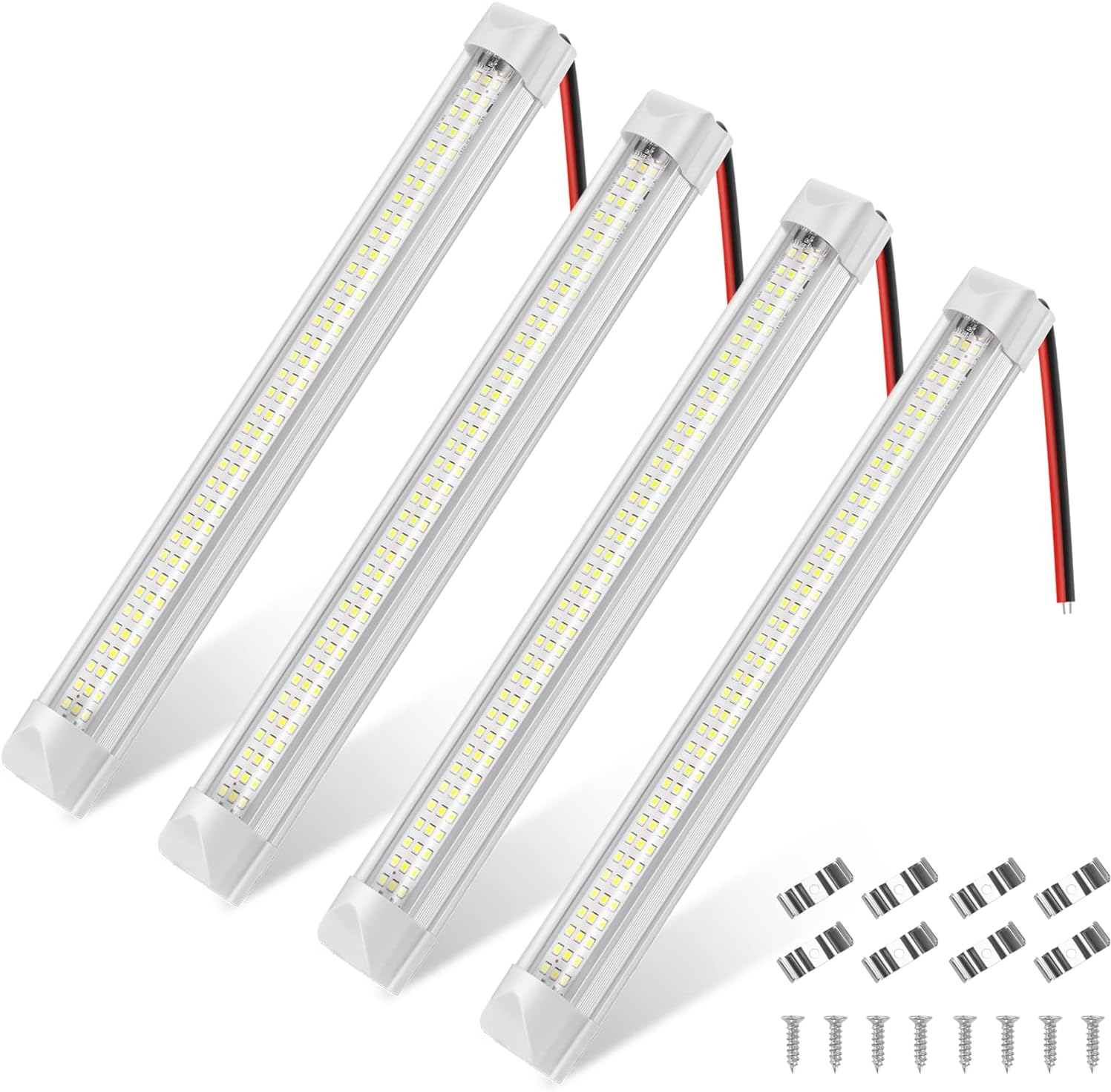 szt. 12 V listwa świetlna LED do wnętrza samochodu, 108 diod LED z włącznikiem/wyłącznikiem do samochodów dostawczych, kempingowych, ciężarówek, łodzi